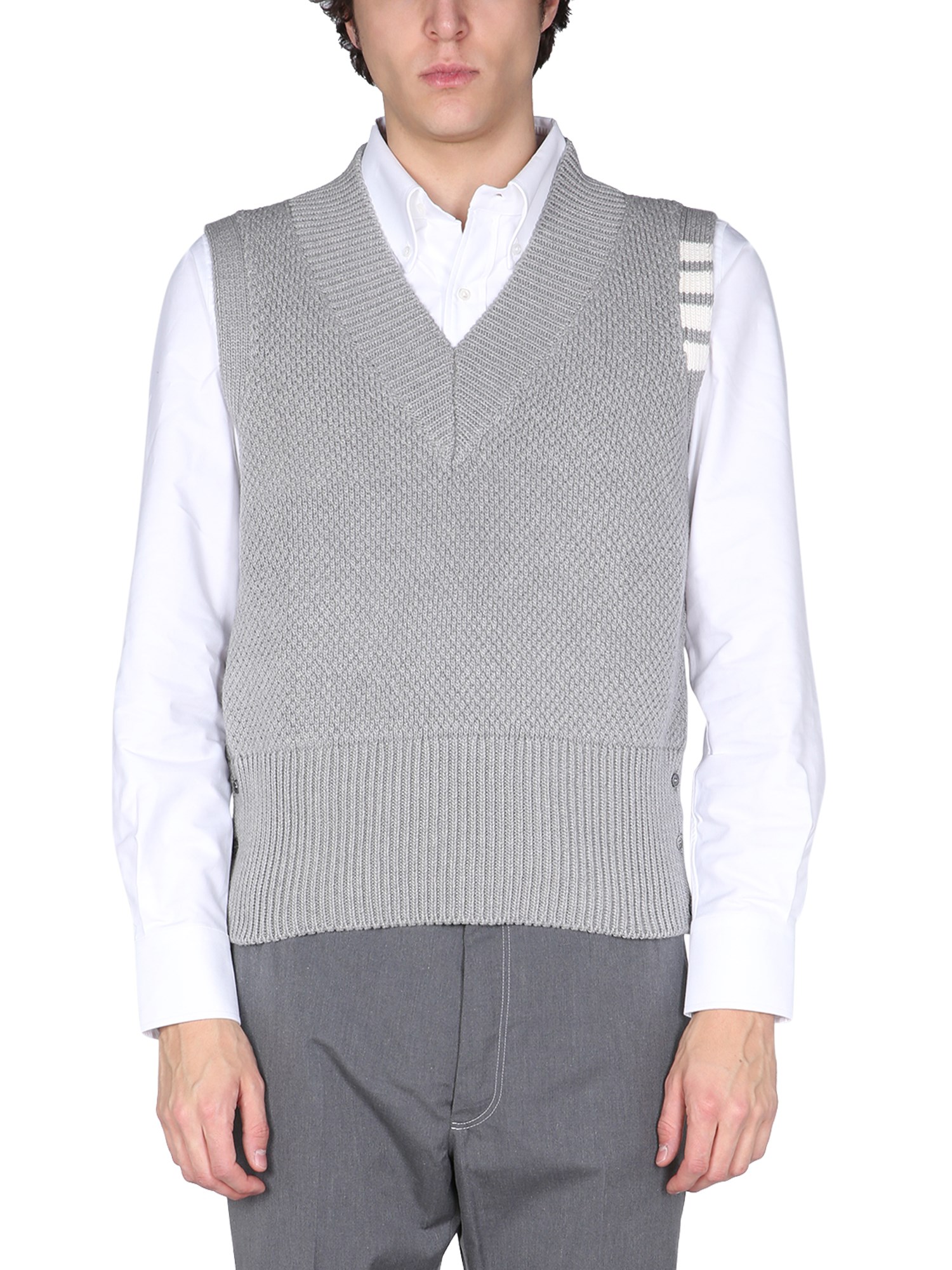 thom browne vest with 4bar inlay