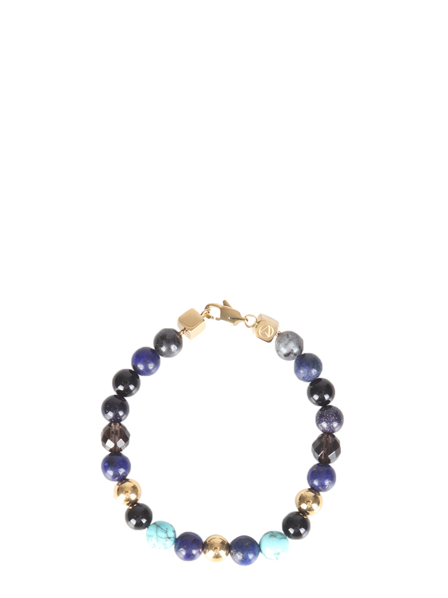 northskull bracelet with multicolored gems and beads with arrow