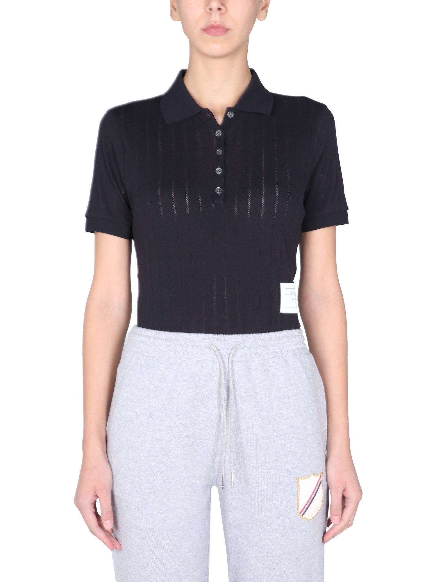 thom browne ribbed polo shirt