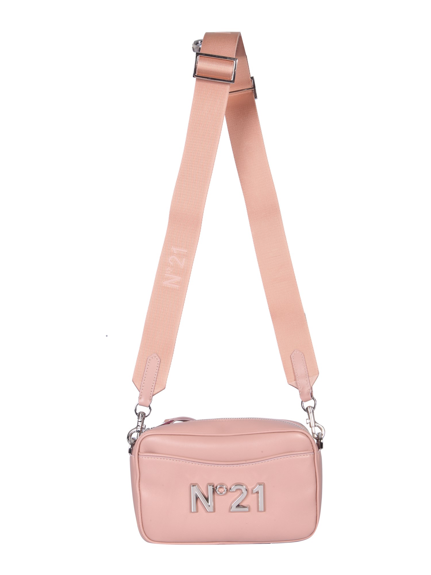 N°21 Logo-plaque Leather Crossbody Bag In Nude