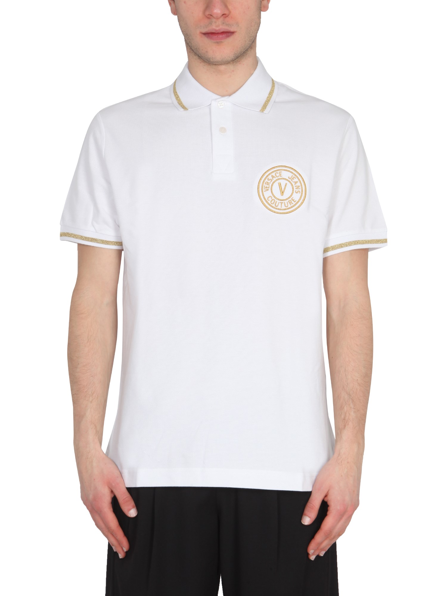 versace jeans couture polo shirt with embroidered logo