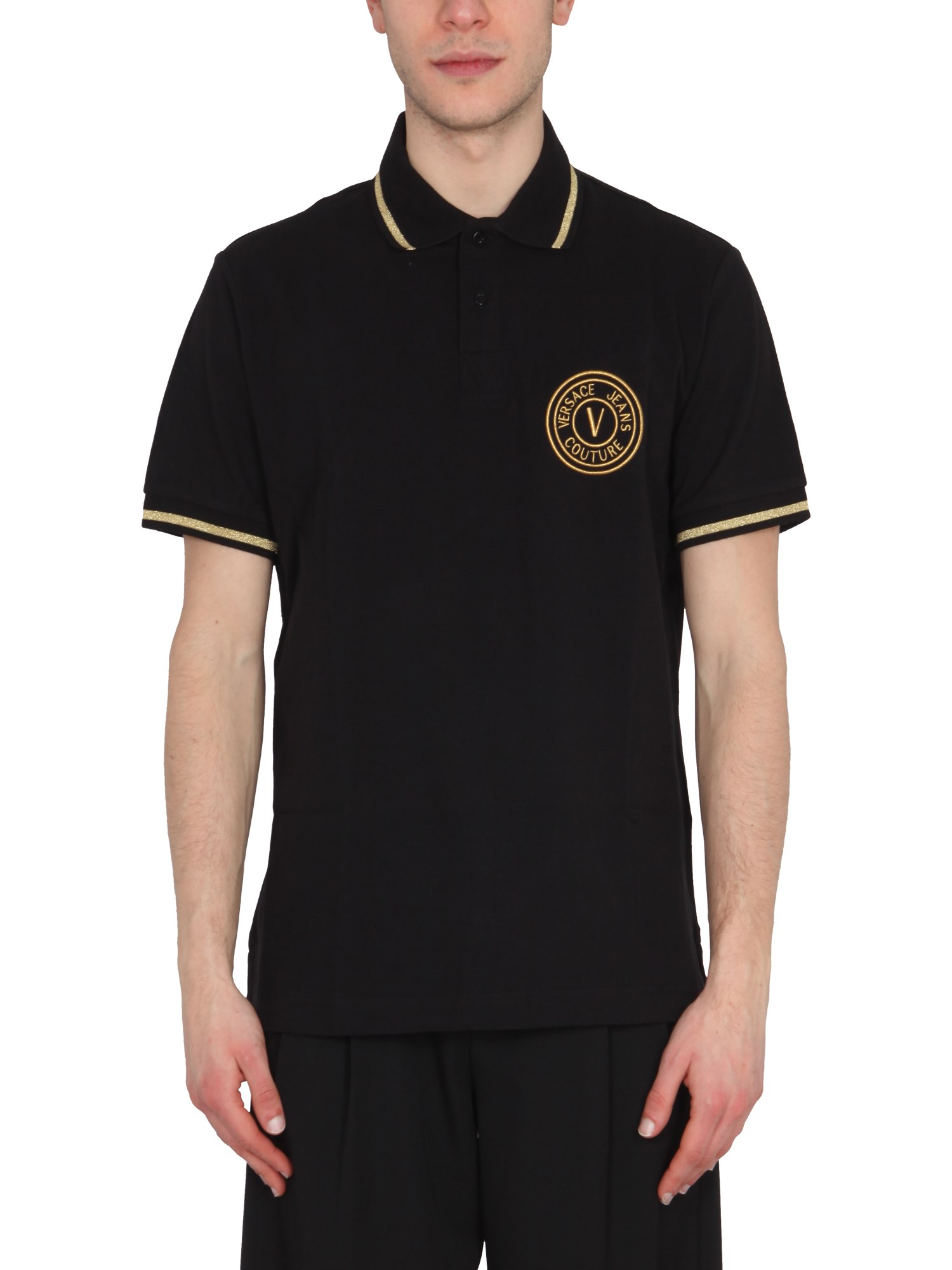 versace jeans couture polo shirt with embroidered logo