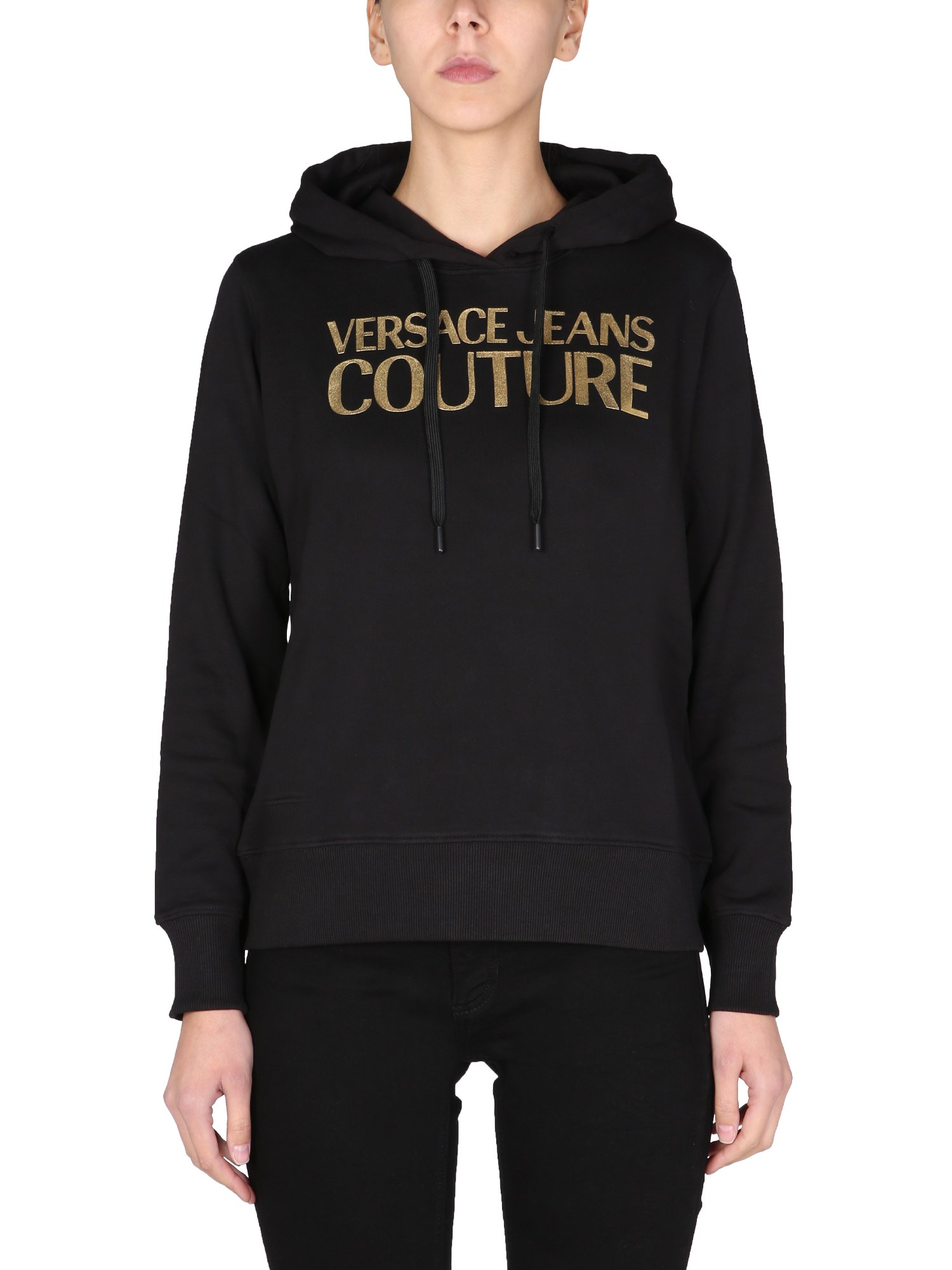 versace jeans couture sweatshirt with laminated logo