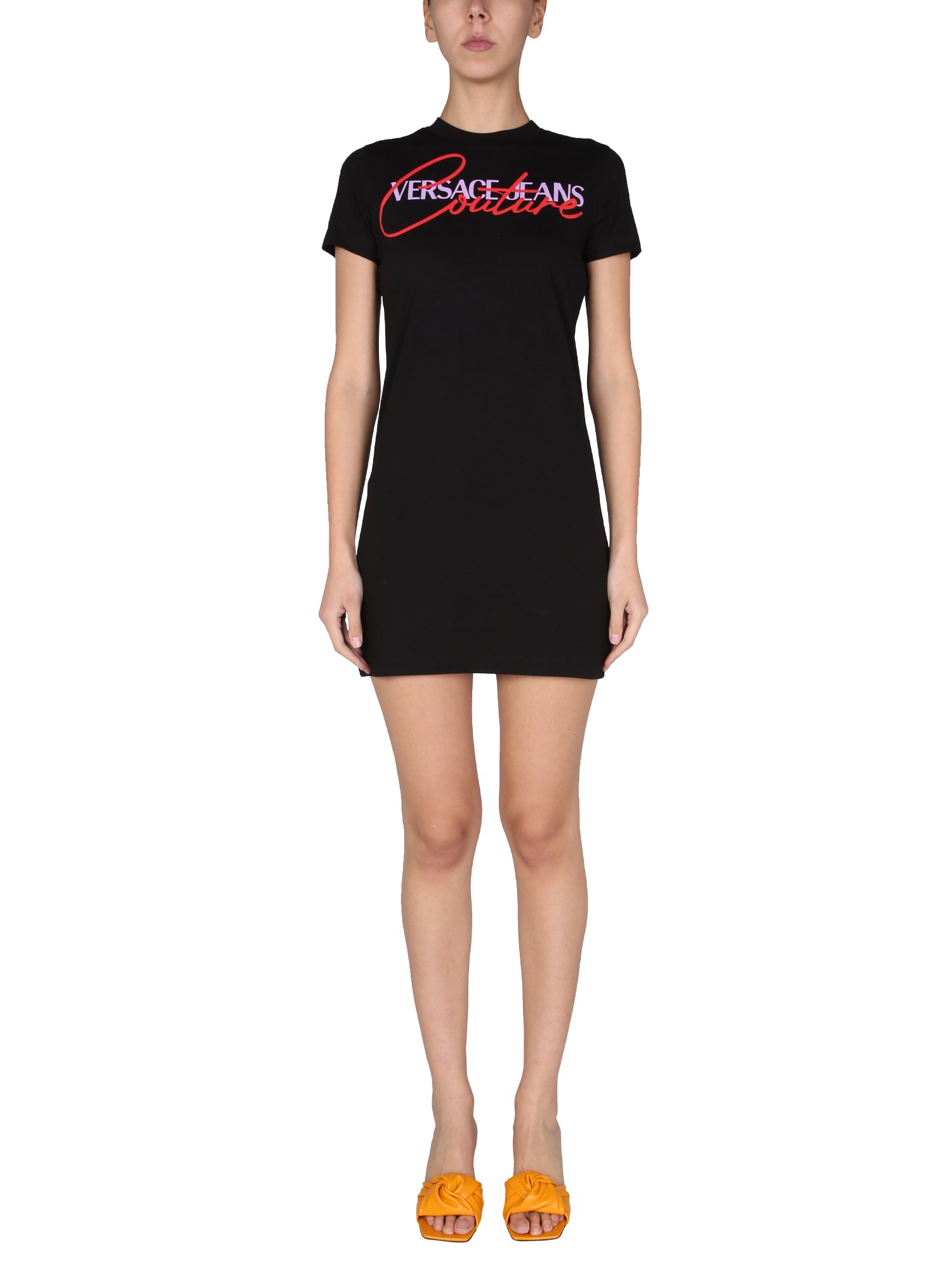 versace jeans couture dress with logo print