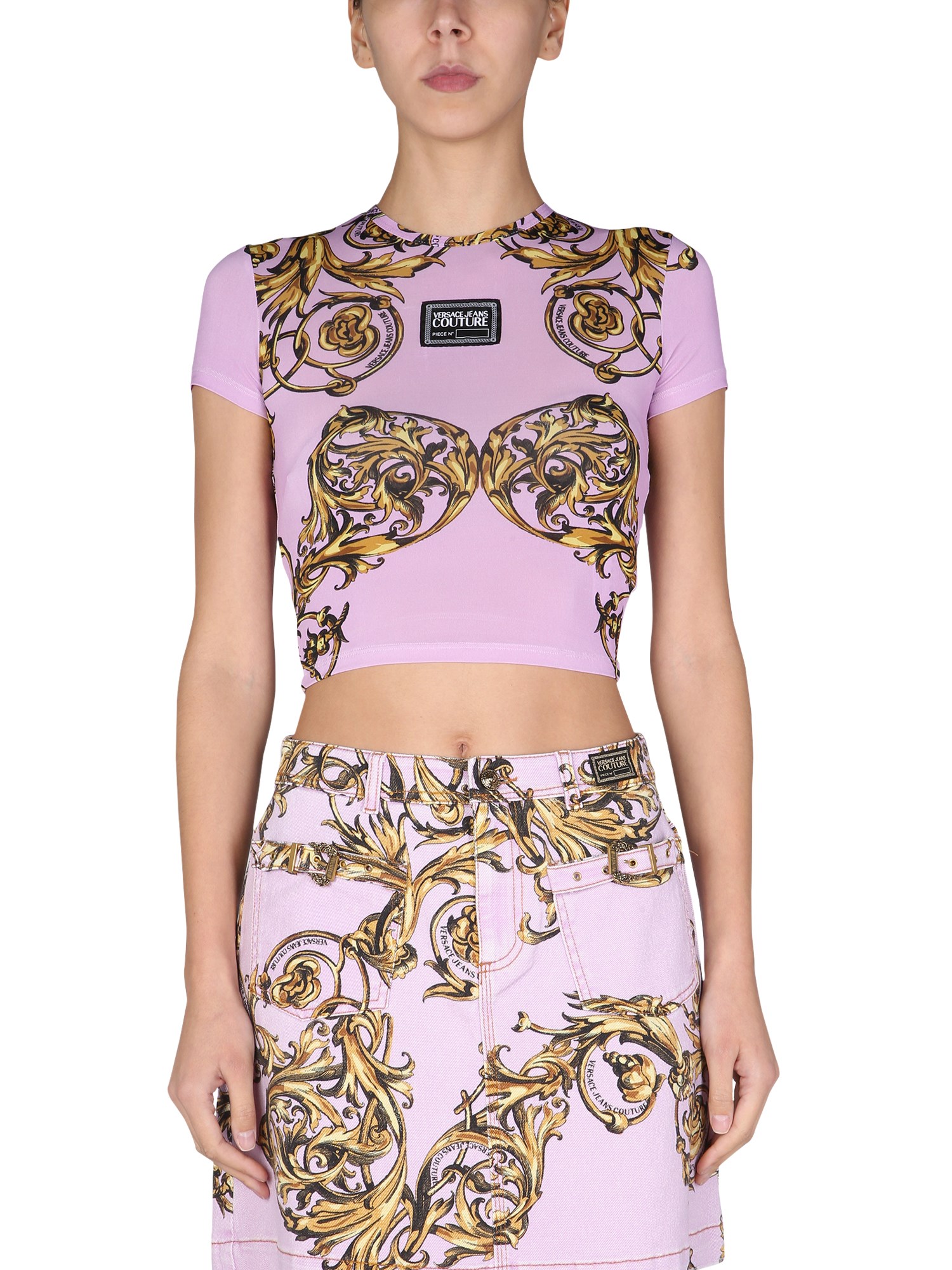 versace jeans couture "regalia baroque" crop top