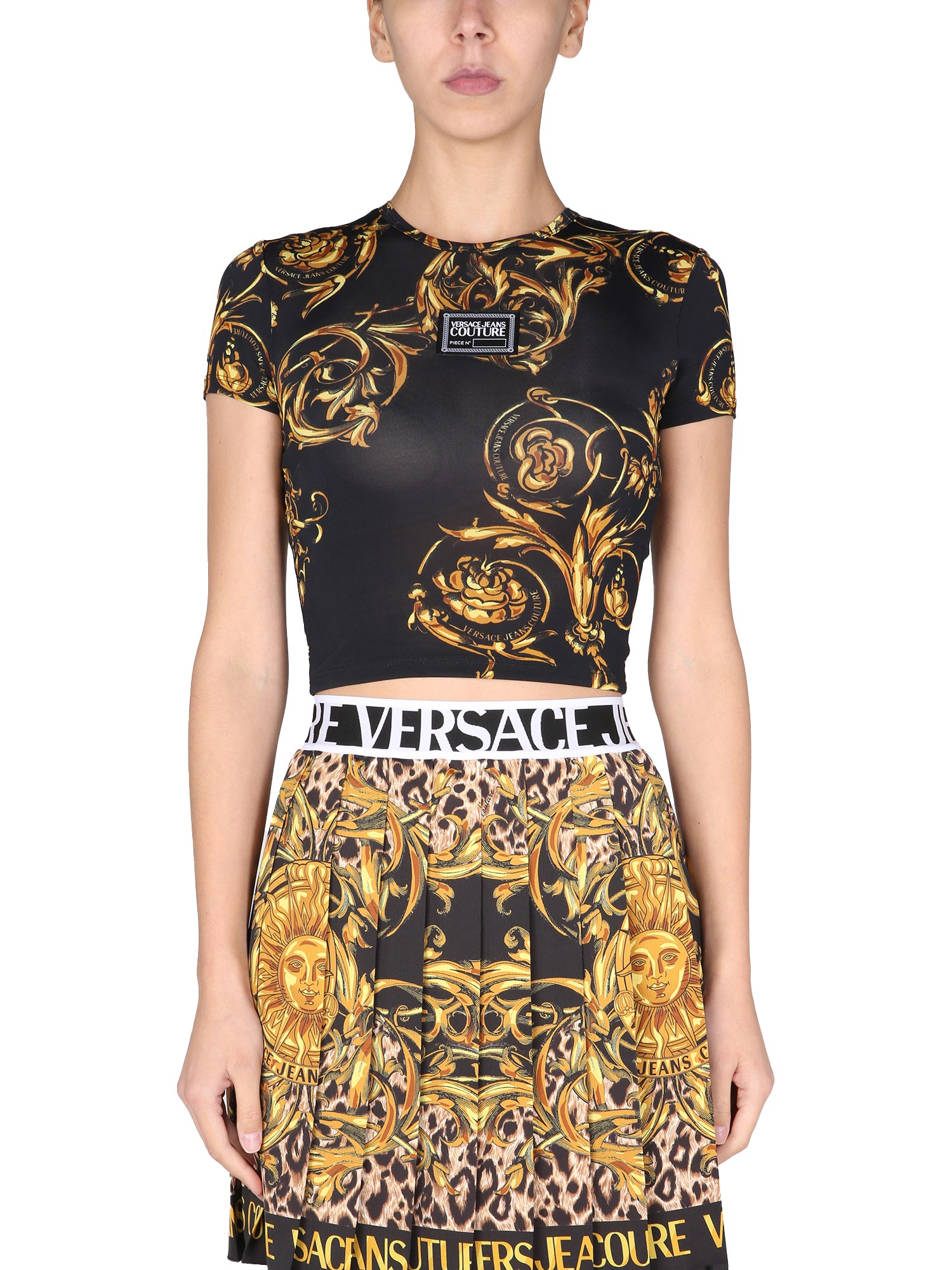 versace jeans couture "regalia baroque" crop top