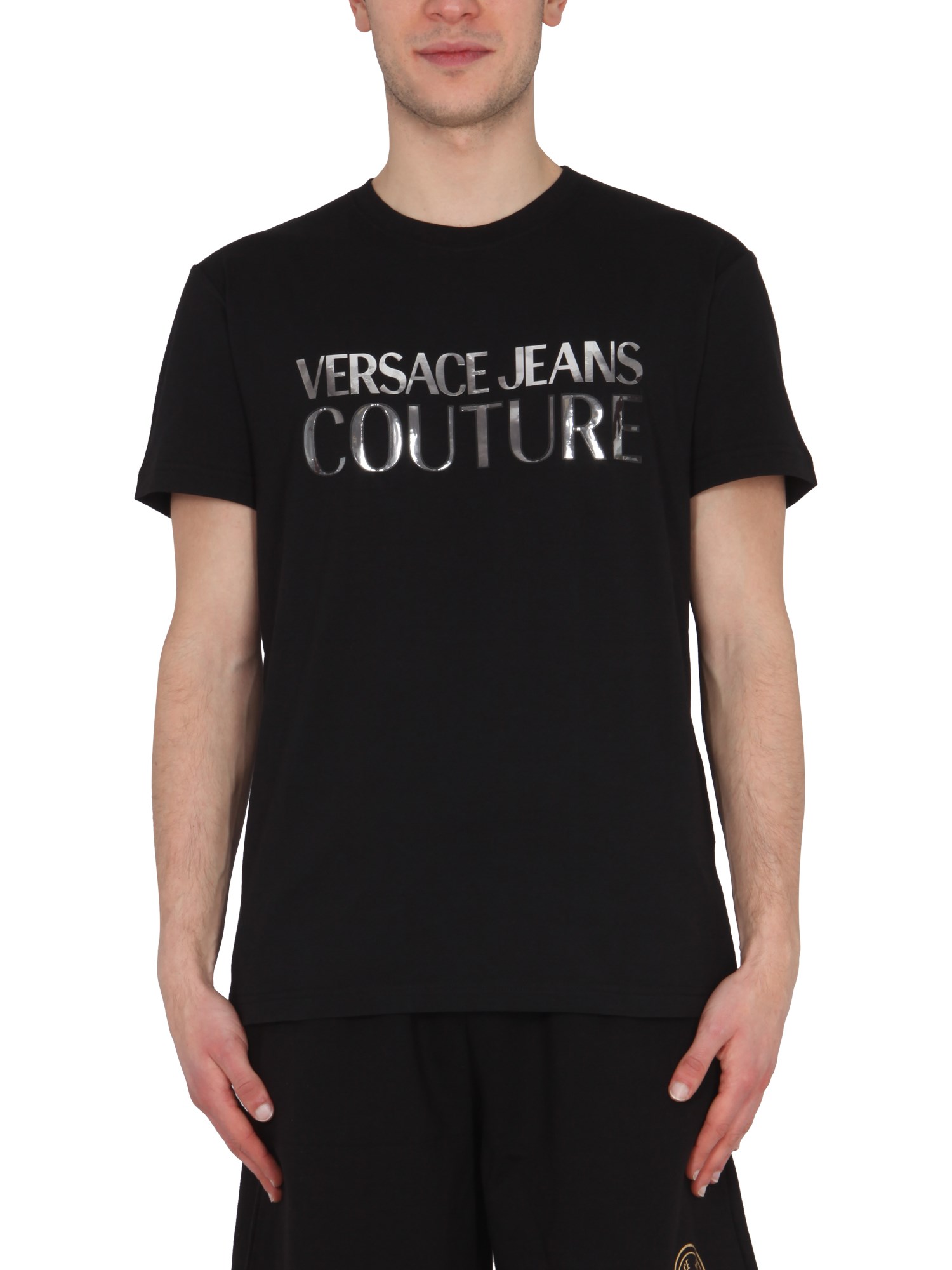 versace jeans couture mirror logo print t-shirt