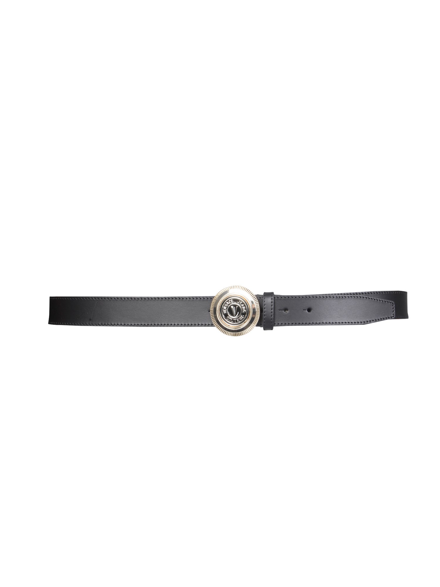 versace jeans couture belt with v-emblem buckle