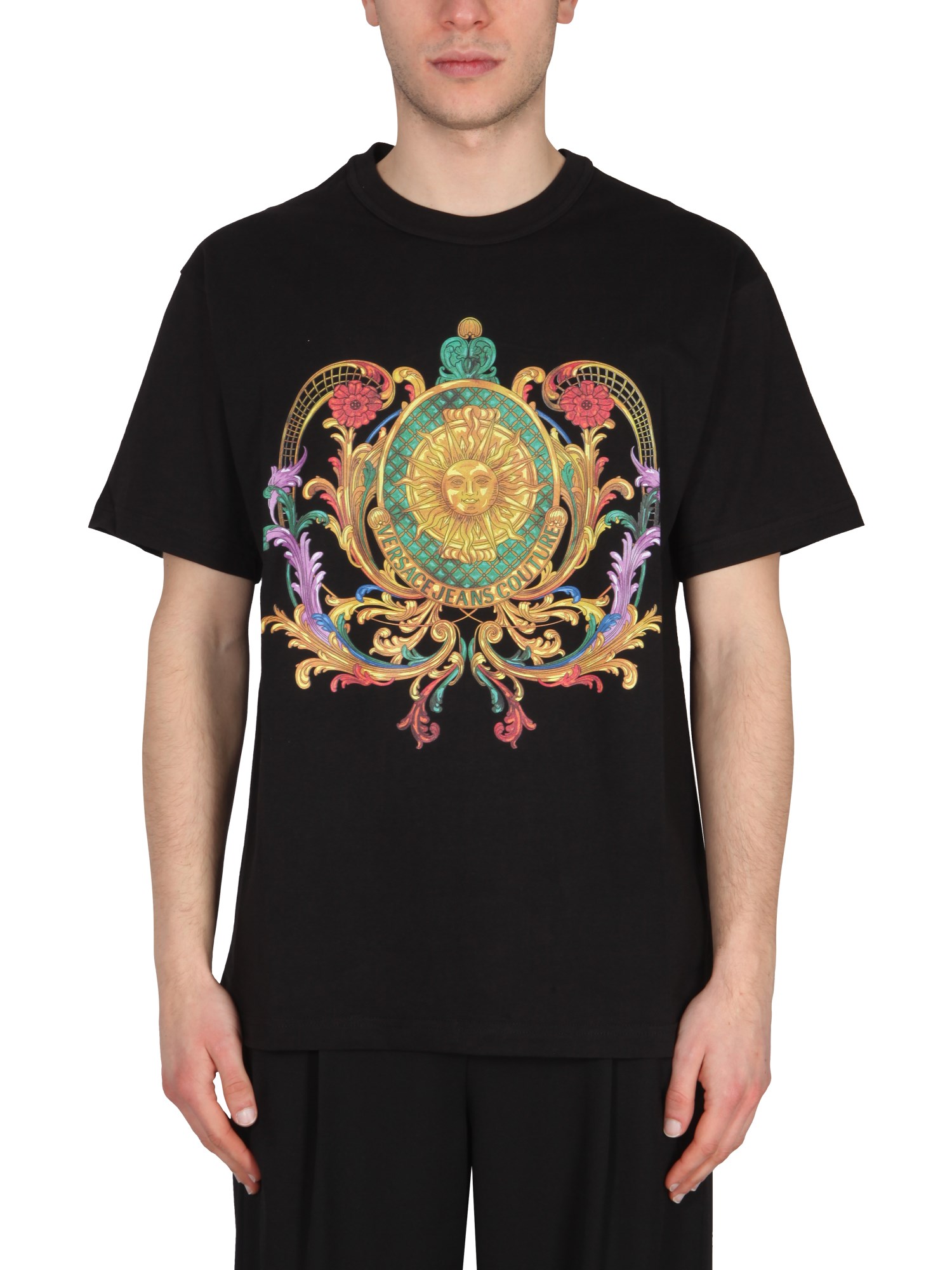 versace jeans couture t-shirt with print and logo