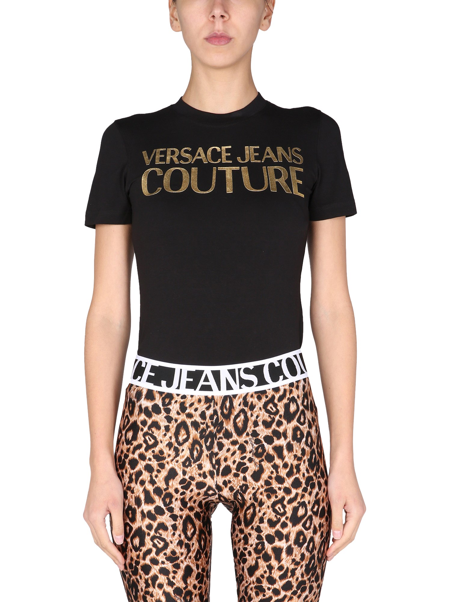 versace jeans couture t-shirt with laminated logo