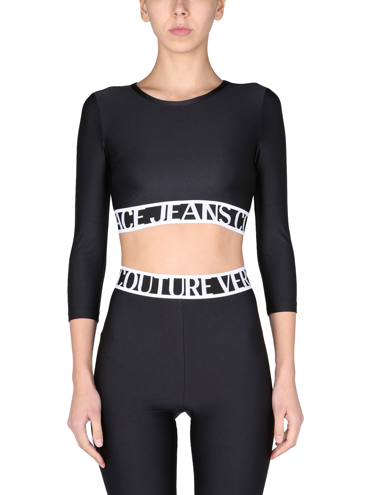 versace jeans couture top with logo band