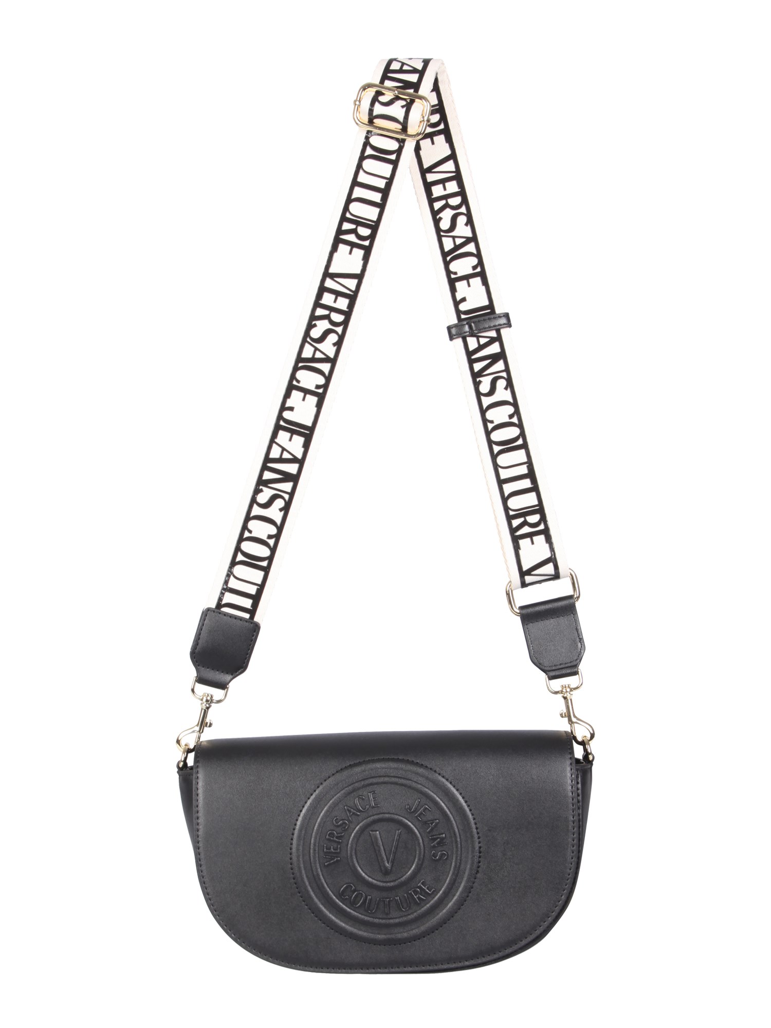versace jeans couture half moon bag with v-emblem