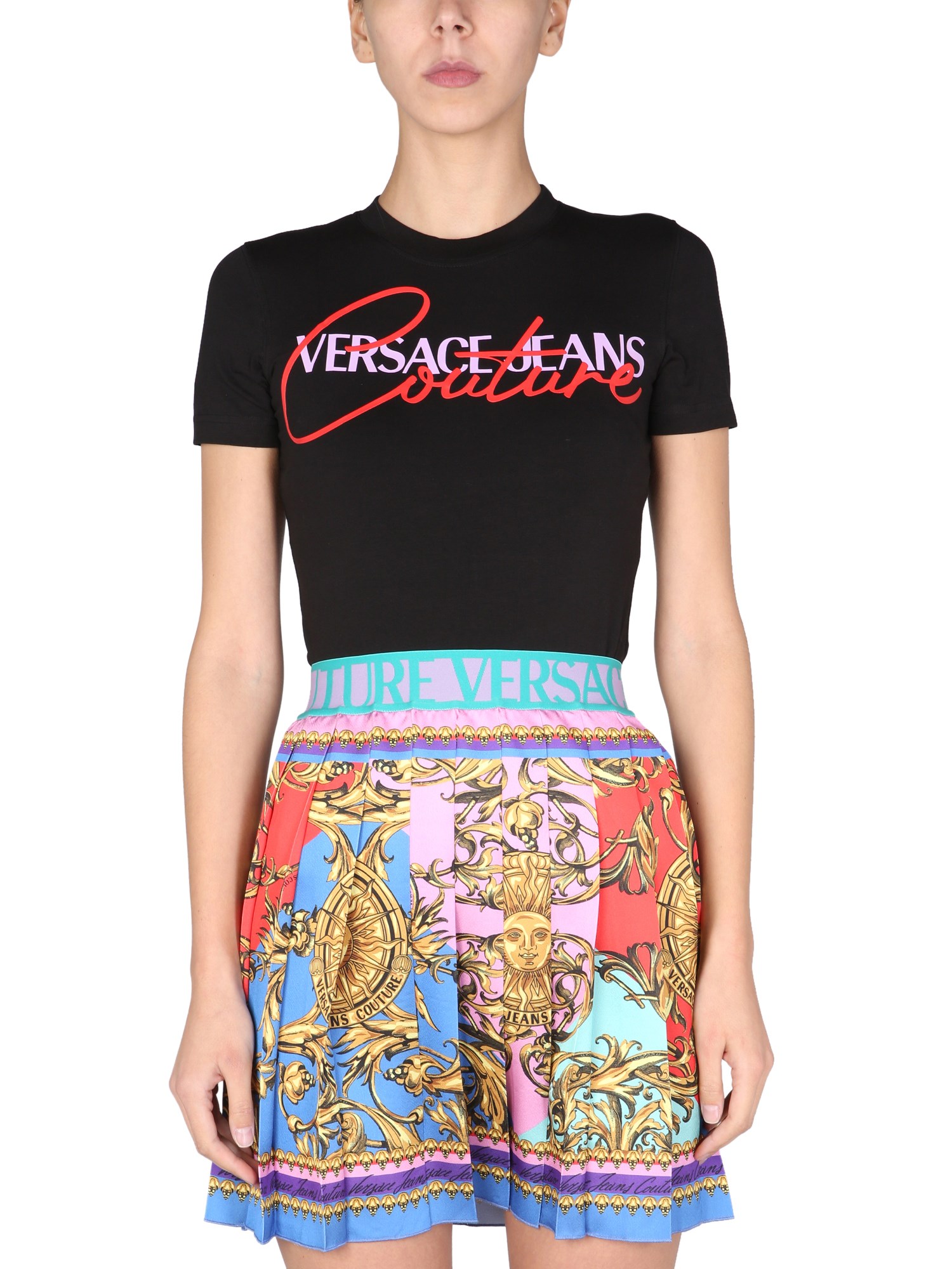 versace jeans couture t-shirt dress with logo print