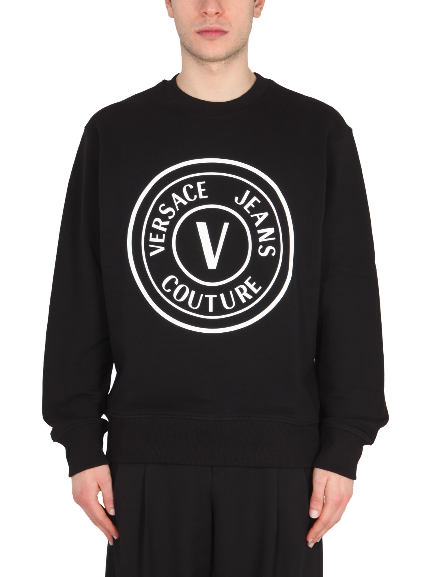 versace jeans couture sweatshirt with rubberized logo