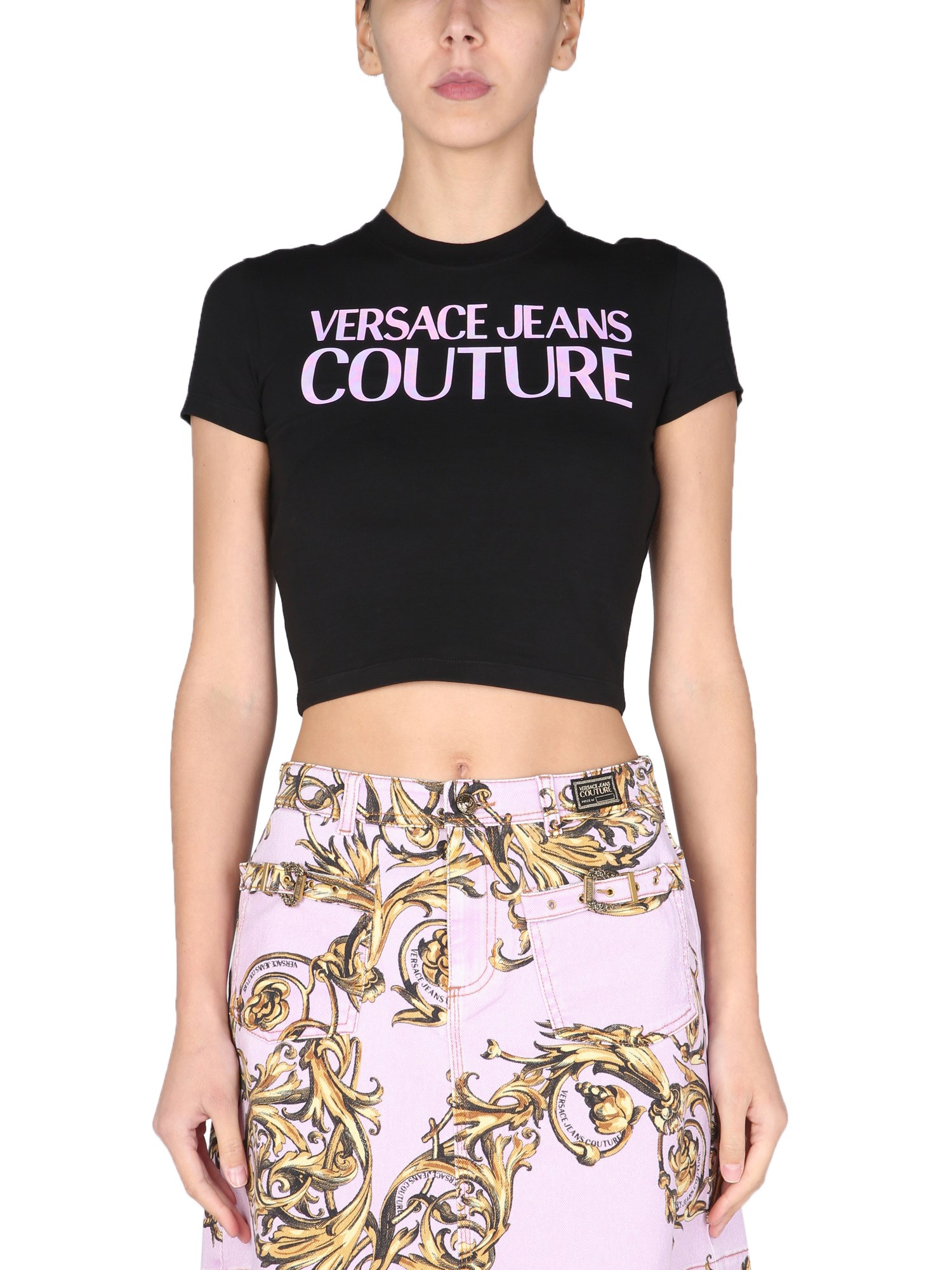versace jeans couture t-shirt with laminated logo