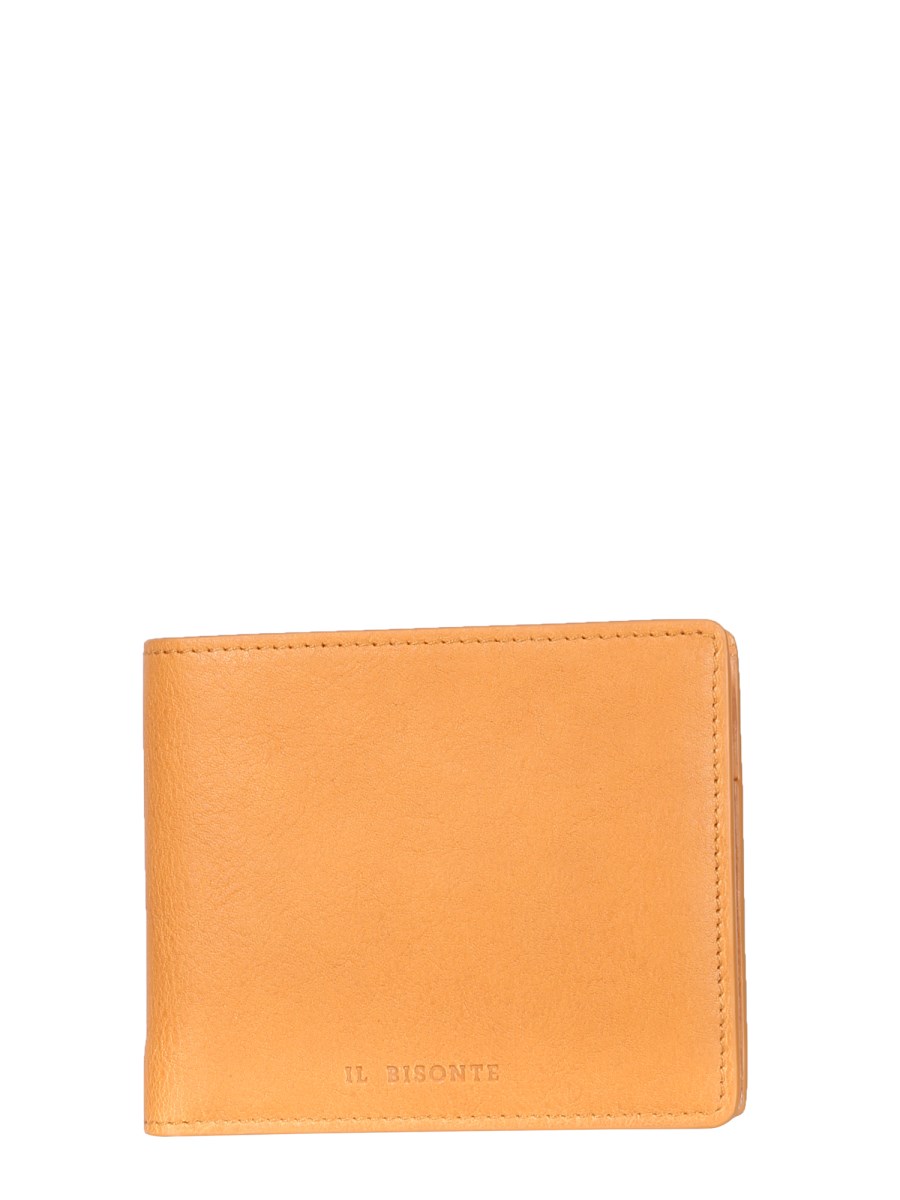 IL BISONTE PORTAFOGLIO BIFOLD IN PELLE CON LOGO LETTERING