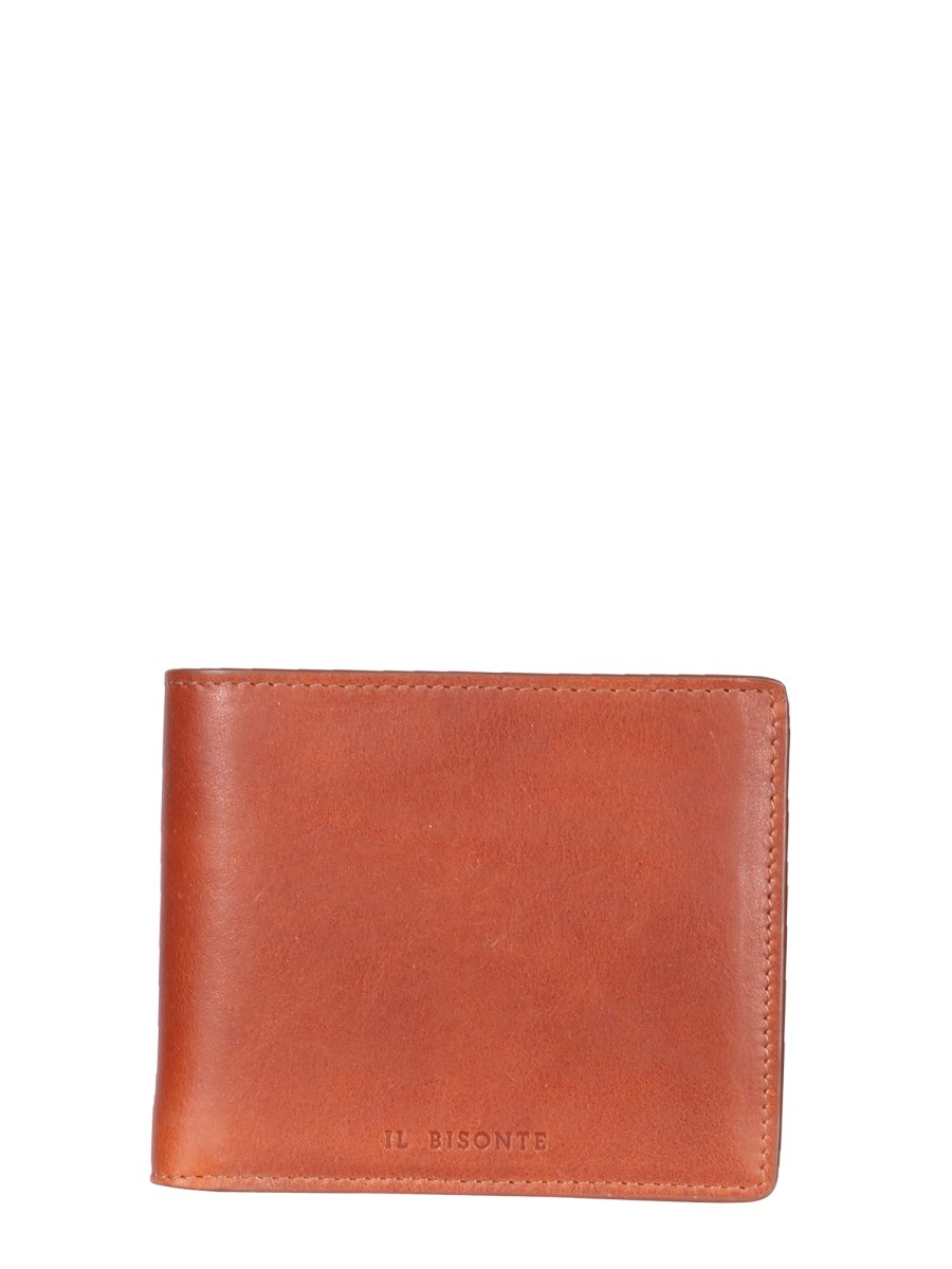 IL BISONTE PORTAFOGLIO BIFOLD IN PELLE CON LOGO LETTERING