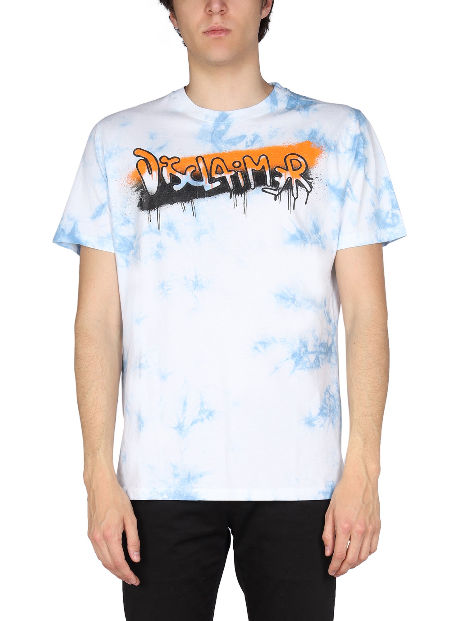 Disclaimer Tie-dye Graffiti-print T-shirt In Azure