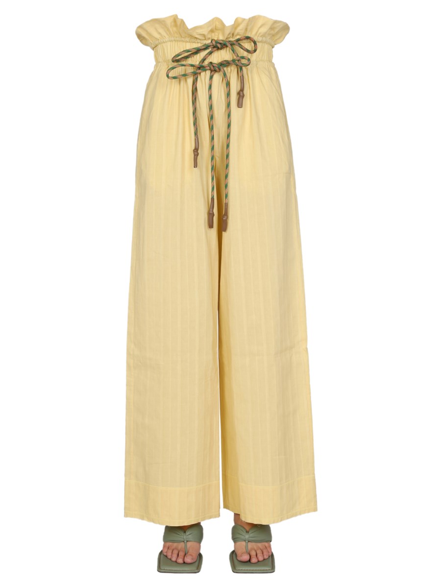 MIISTA PANTALONE WIDE LEG IN COTONE