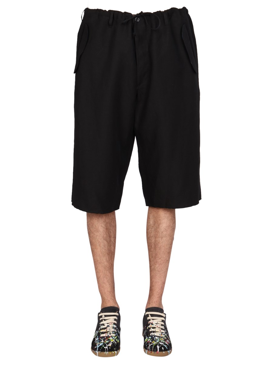 MAISON MARGIELA - VISCOSE AND LINEN ELASTIC BAND BERMUDA