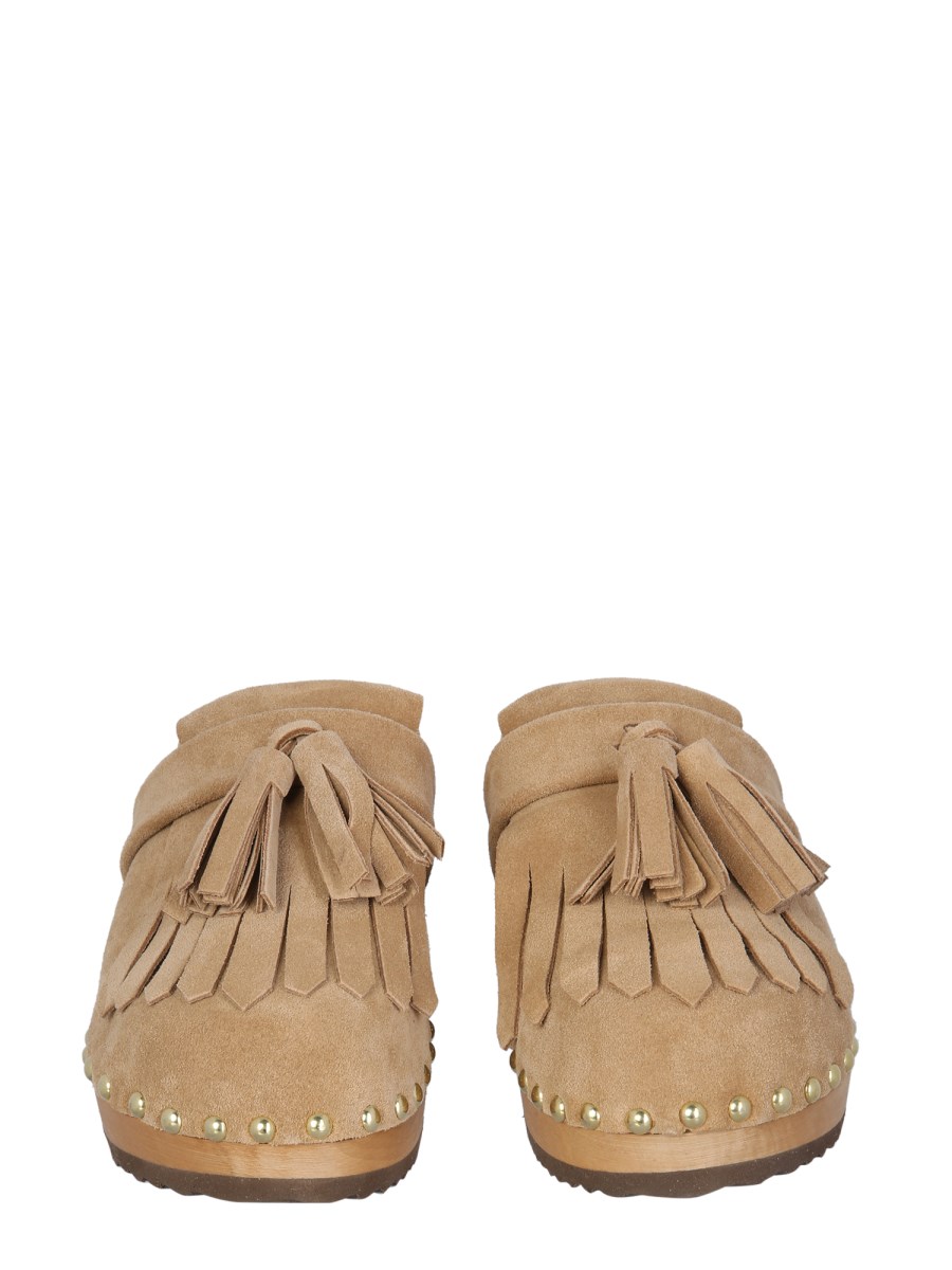 サンダル・ミュール Jejia Fringe-Detail Leather Clogs Jejia Fringe-Detail Leather Clogs | ShopSimon