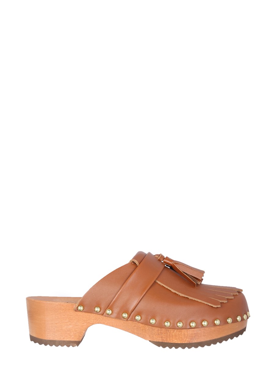 JEJIA - LEATHER CLOGS WITH FRINGES - Eleonora Bonucci