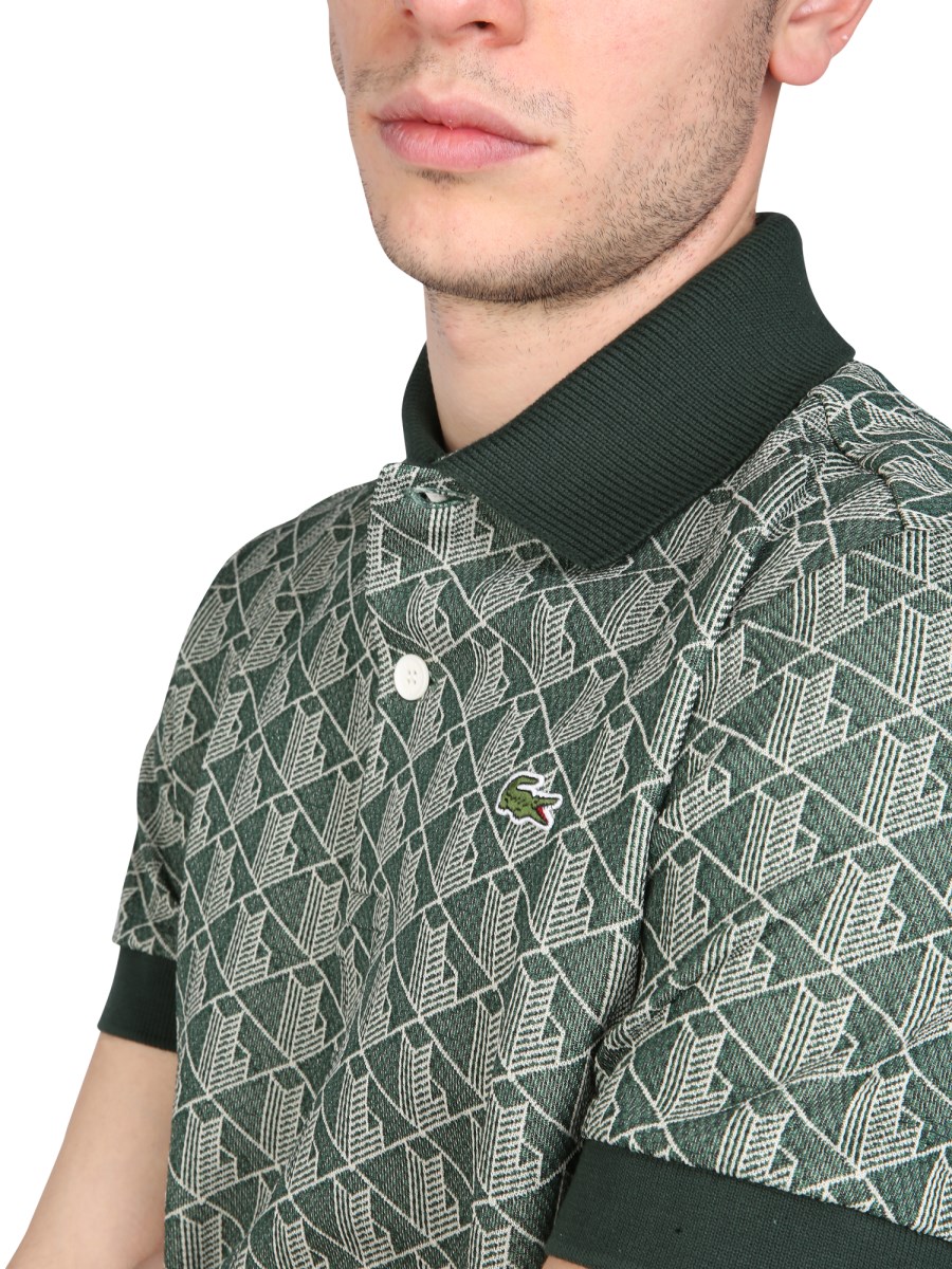 NEW Lacoste LIVE Monogram Patterned Jacquard Cardigan Sweater