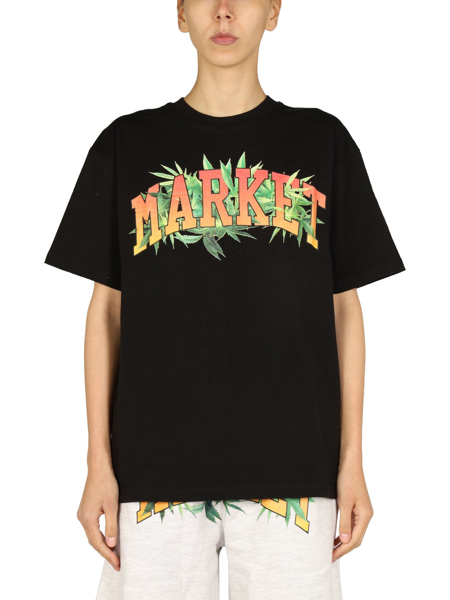 Shop Market Logo Print T-shirt In Black