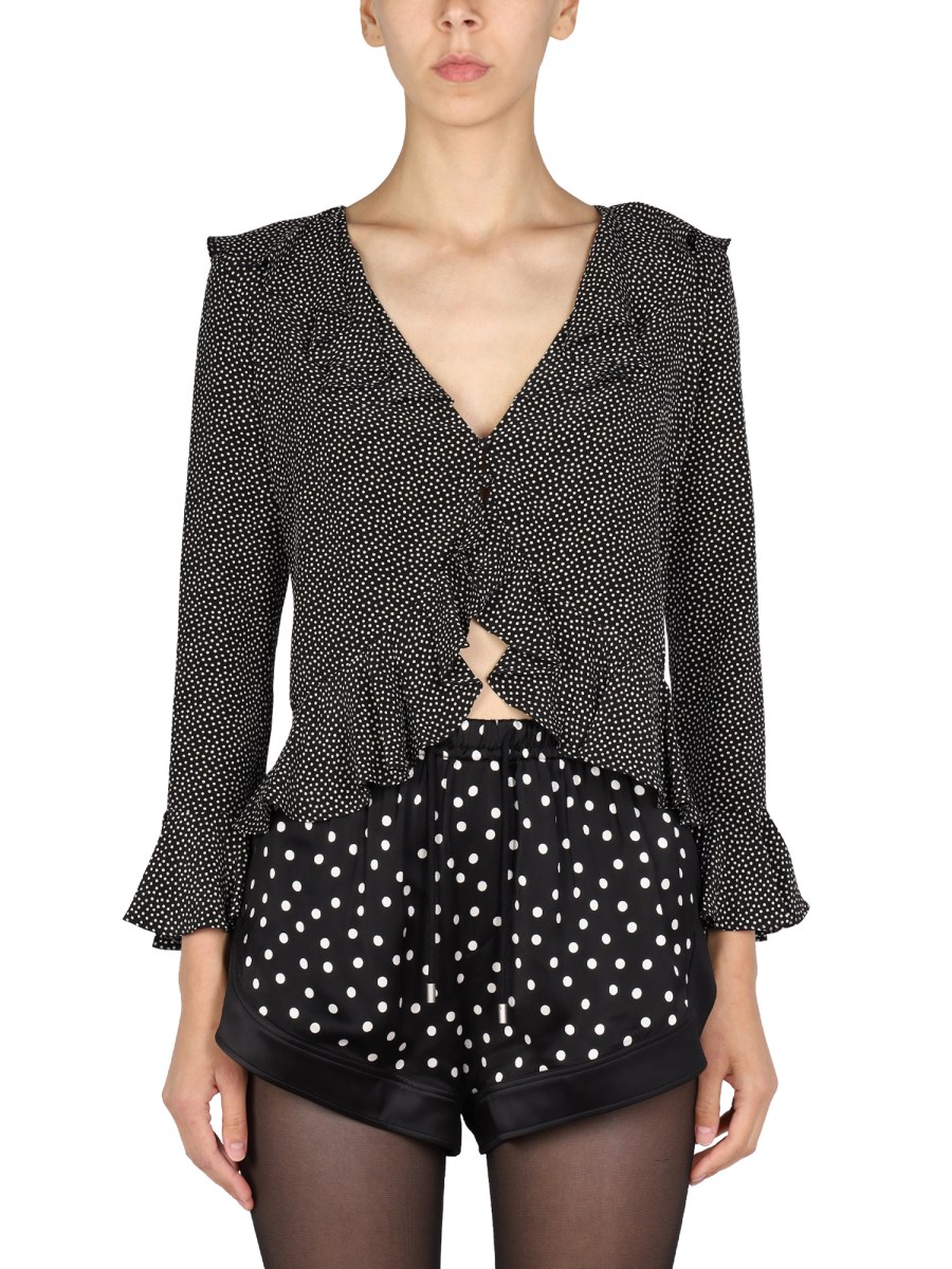 SAINT LAURENT BLUSA IN SETA CON RUCHE