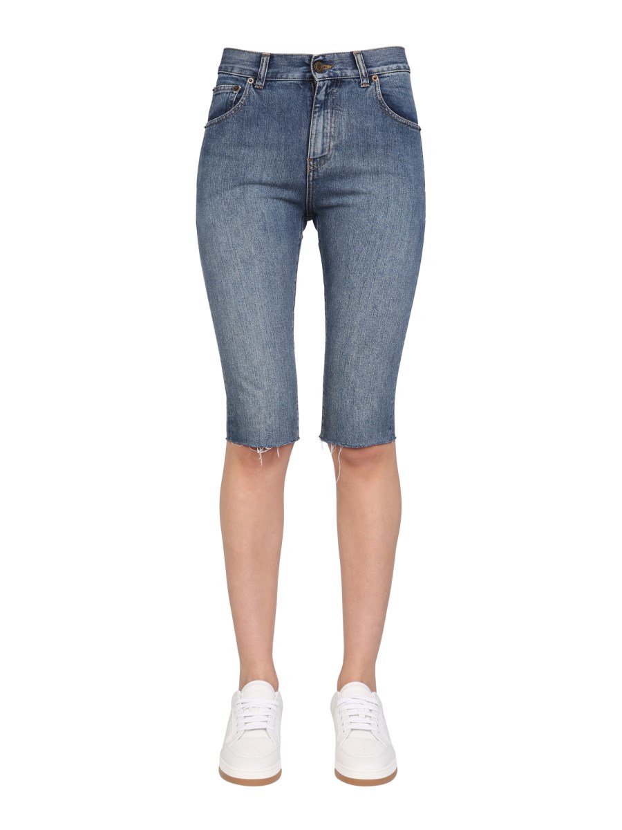 SAINT LAURENT BERMUDA LUNGO IN DENIM DI COTONE