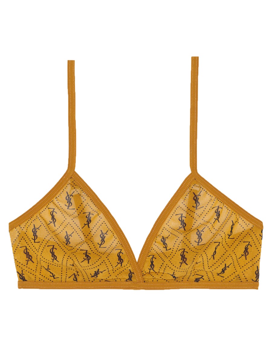 ブラジャー SAINT LAURENT MONOGRAM BRA IN TULLE JERSEY SAINT LAURENT - JERSEY TULLE BRALETTE WITH MONOGRAM LOGO