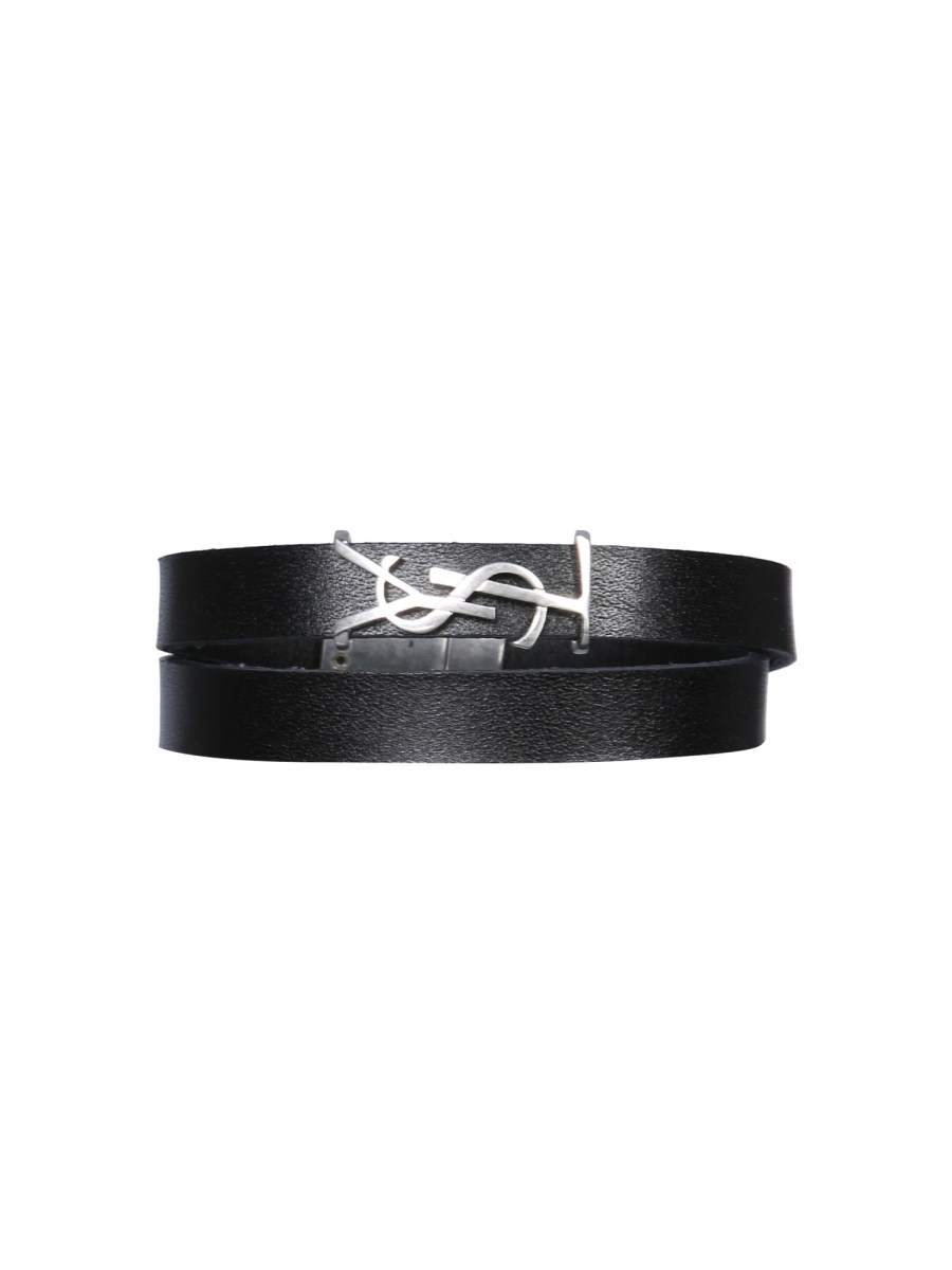 SAINT LAURENT BRACCIALE OPYUM A DOPPIO GIRO IN NABUCK E METALLO