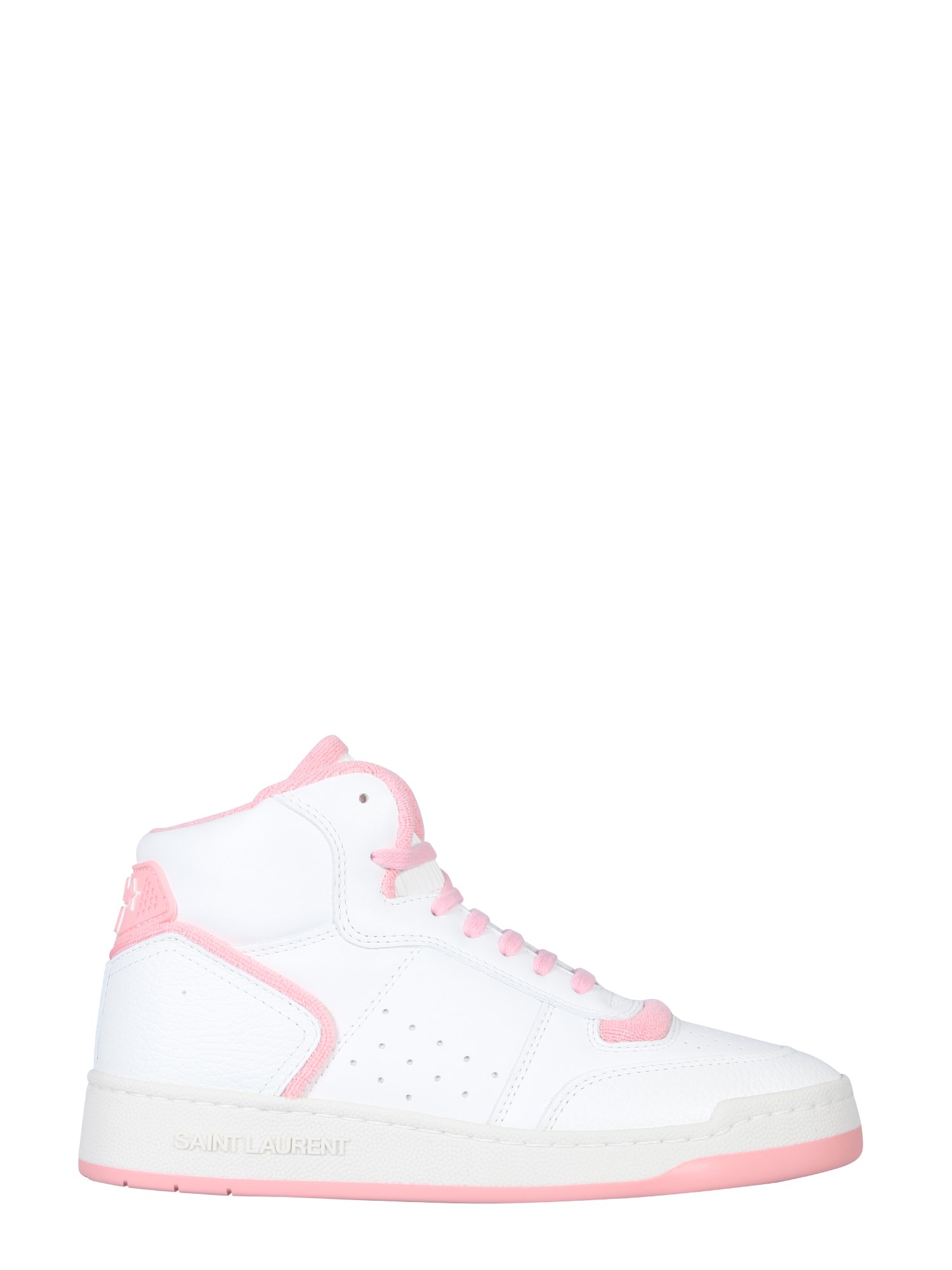 Saint Laurent High-top Leather Sneakers In White