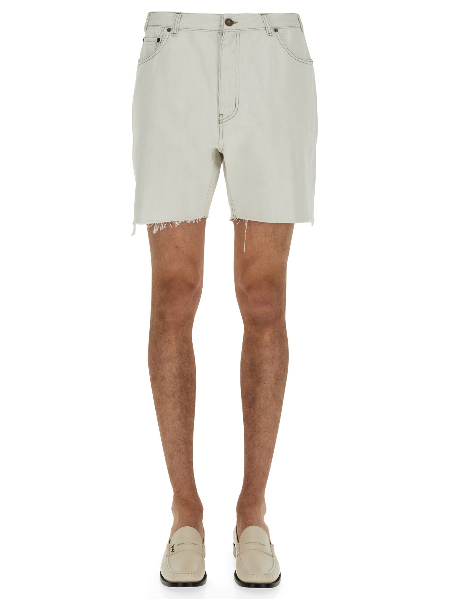 Saint Laurent Wide Shorts In White