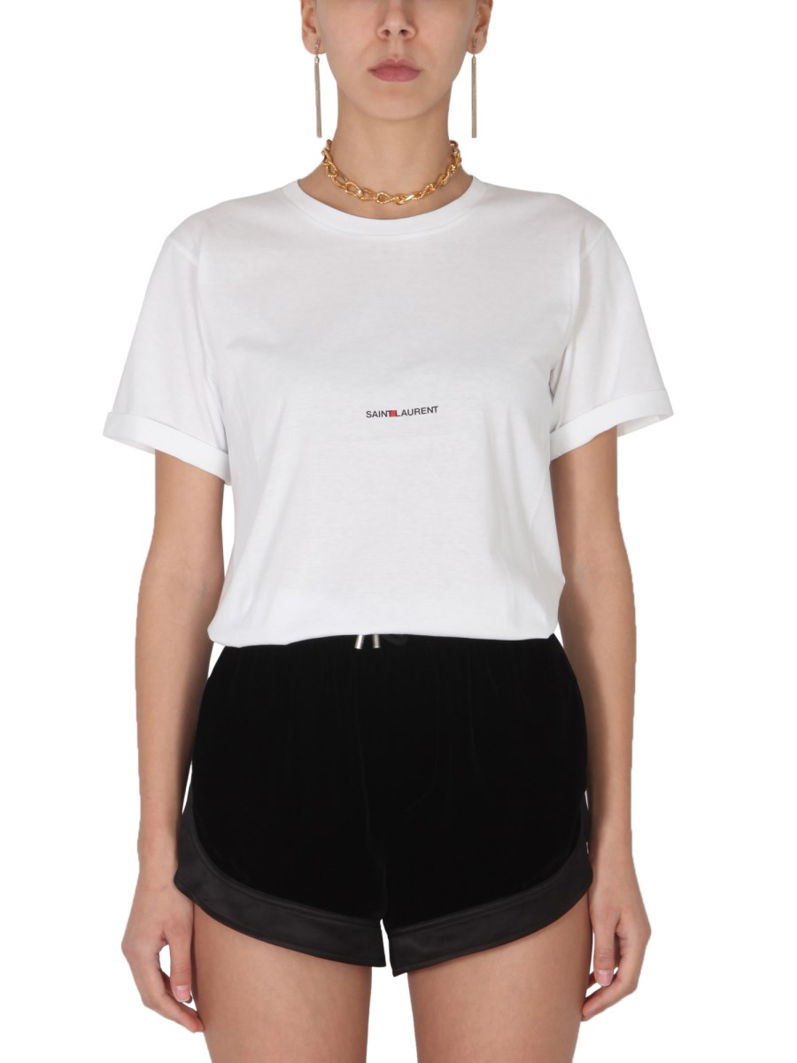 SAINT LAURENT BOYFRIEND CREW NECK T SHIRT WITH LOGO Eleonora Bonucci