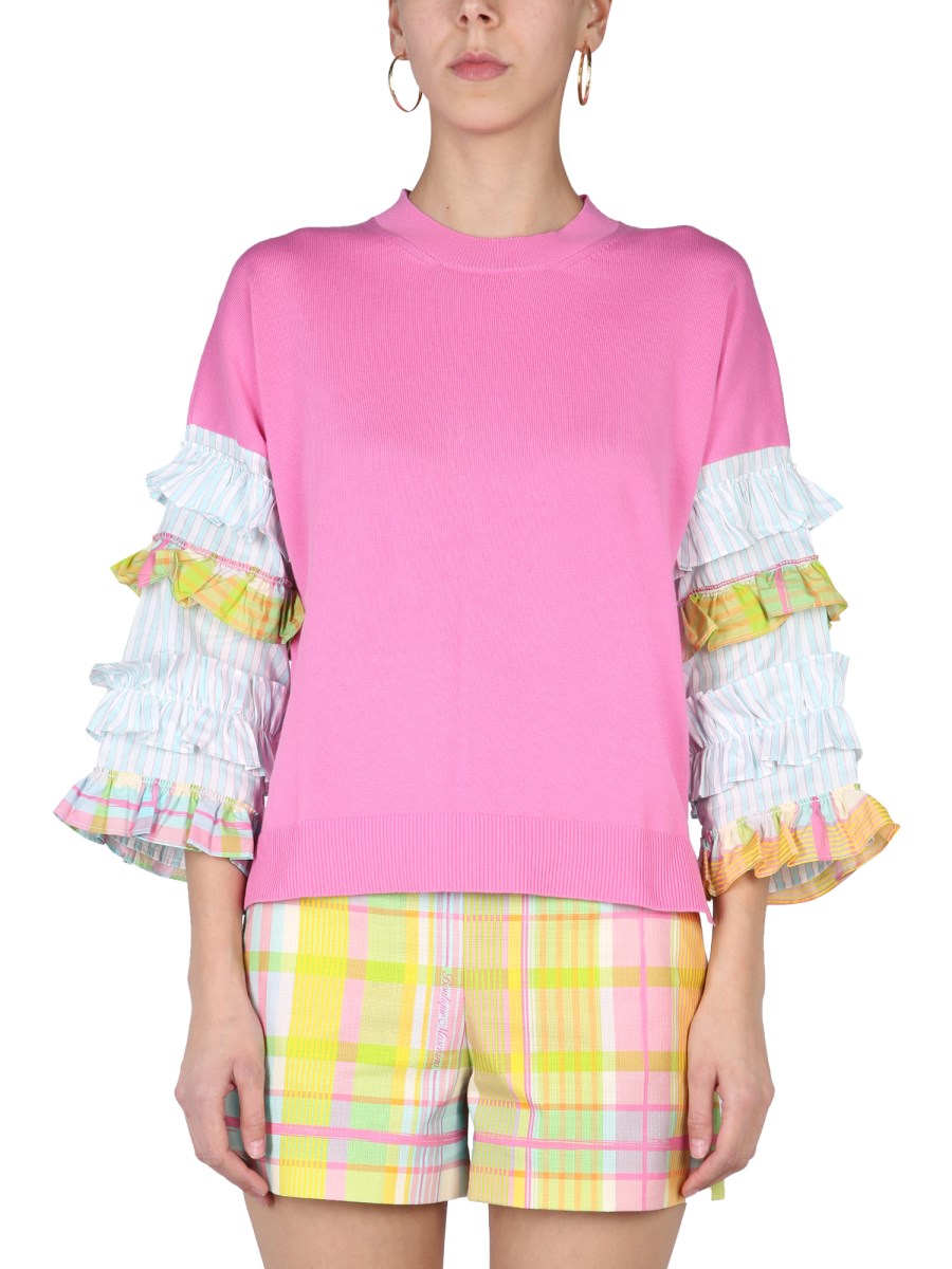 BOUTIQUE MOSCHINO MAGLIA IN COTONE CON RUCHES