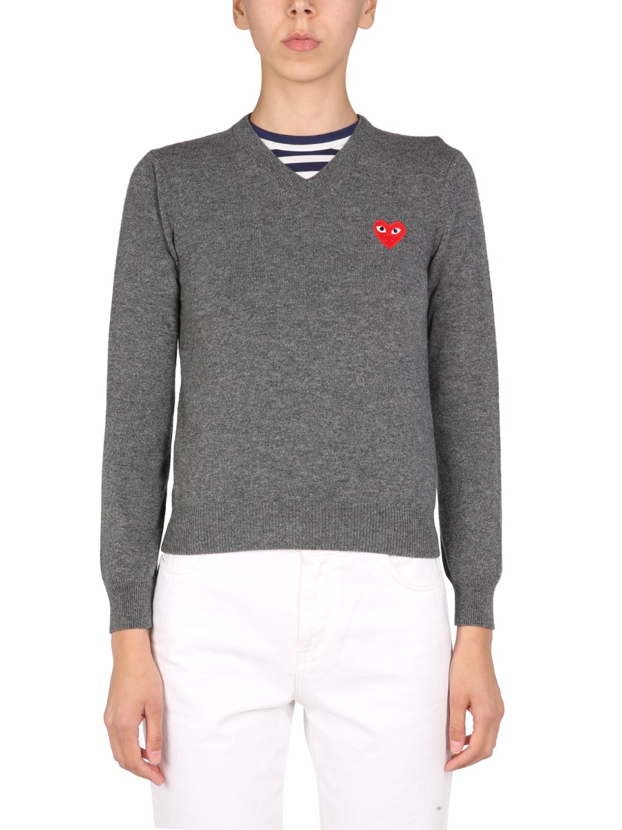 COMME DES GARCONS PLAY HEART LOGO PATCH WOOL SWEATER Eleonora Bonucci