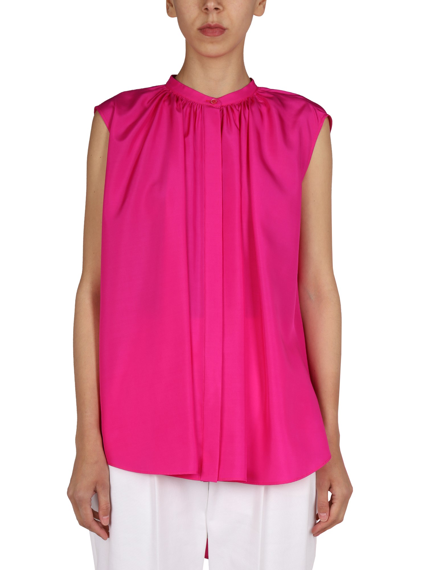 Shop Alexander Mcqueen Silk Blouse In Fuchsia