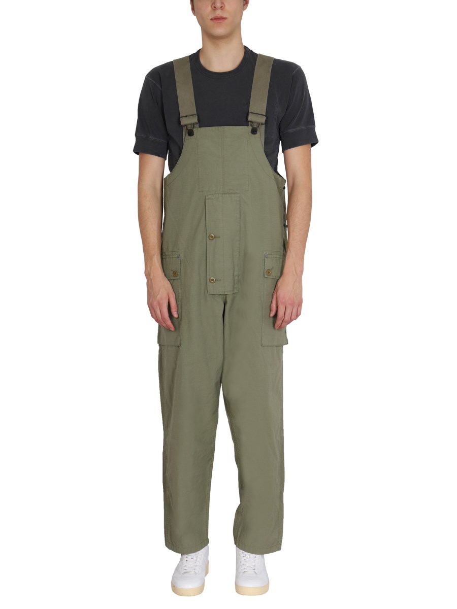 NIGEL CABOURN - COTTON DUNGAREES WITH LOGO PATCH 