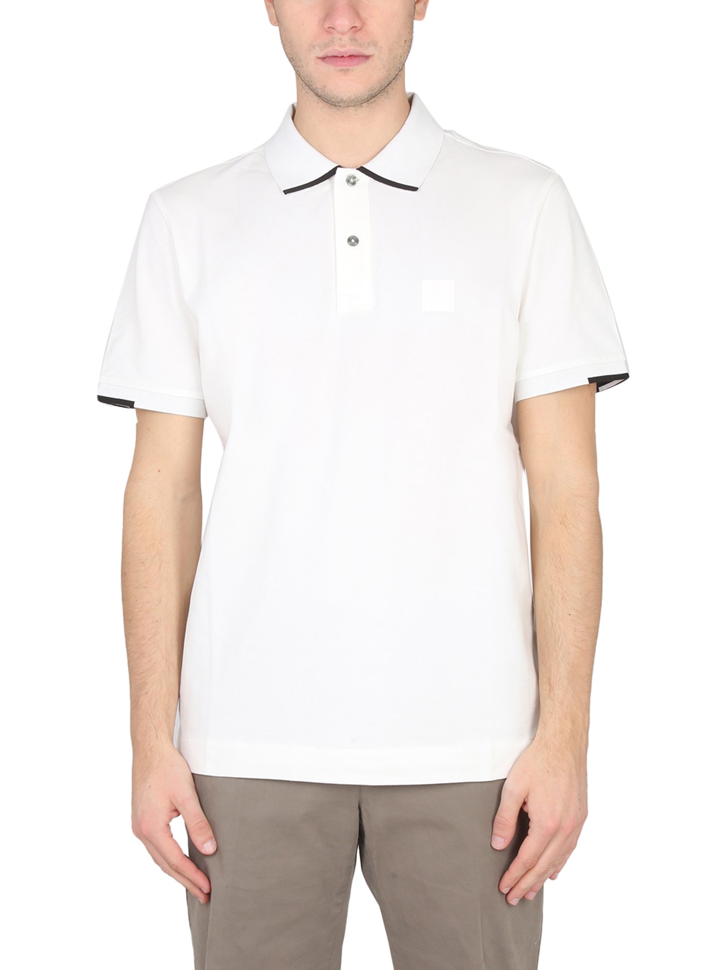 c.p. company polo with logo patch