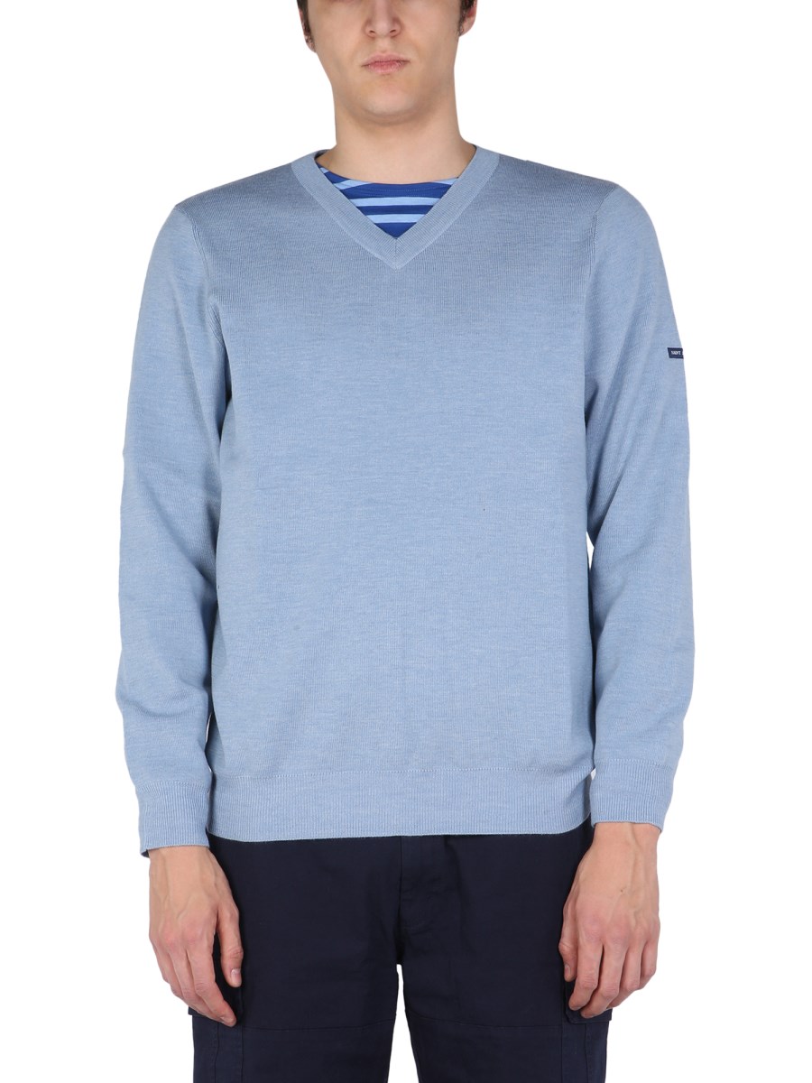 SAINT JAMES MAGLIA IN LANA CON SCOLLO A V