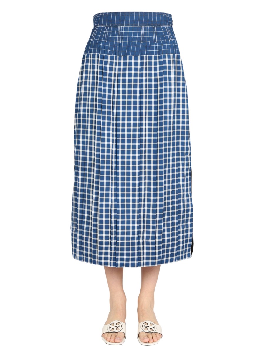 TORY BURCH - SILK PLAID PLEATED SKIRT - Eleonora Bonucci