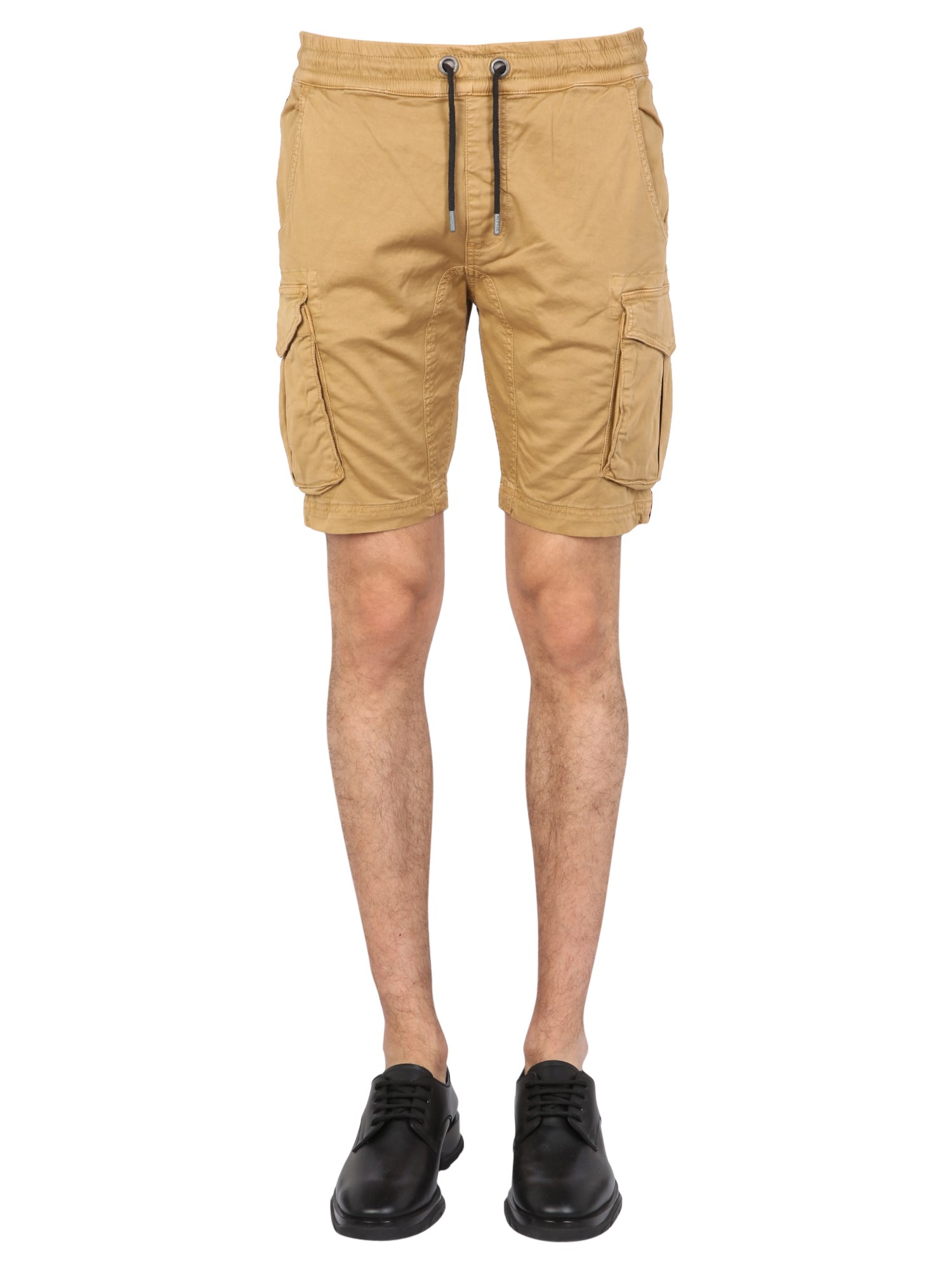 Alpha Industries Pantaloncino Cargo Jogger Beige In Cotone In Brown