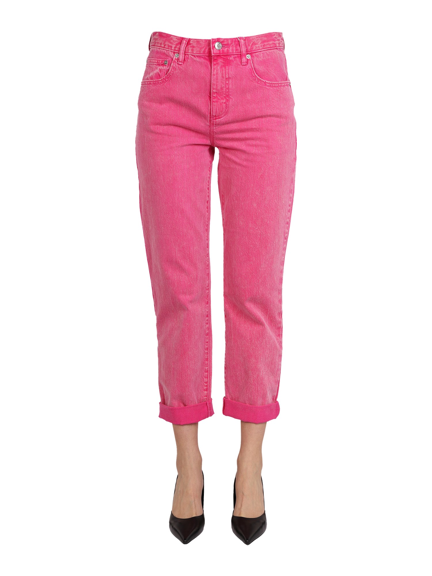 Shop Michael Michael Kors Straight Leg Jeans In Fuchsia