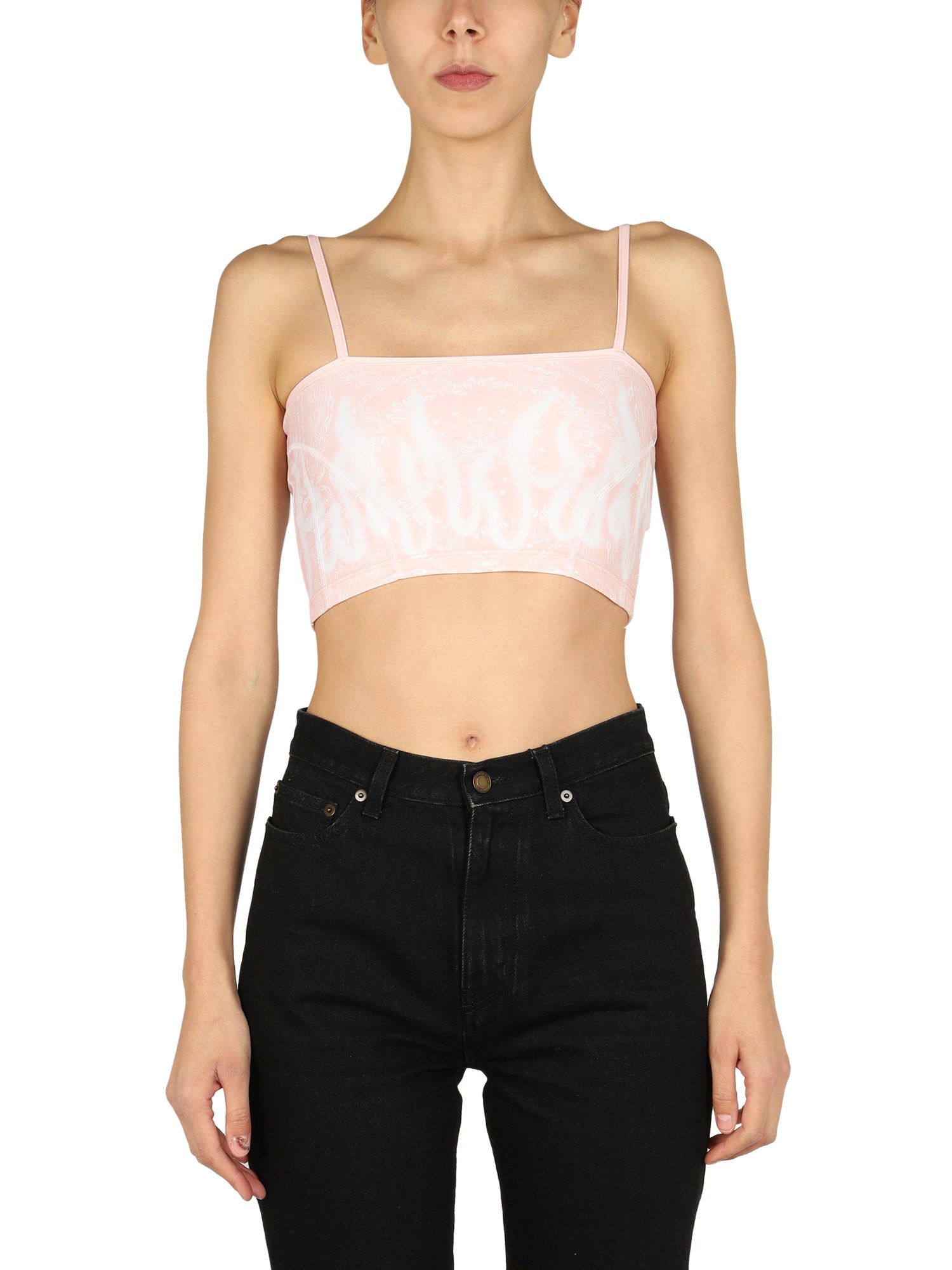 Vision Of Super Pailsey Pattern Crop Top In Pink