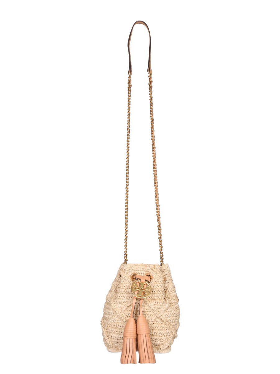 TORY BURCH - STRAW LOGO BUCKET BAG - Eleonora Bonucci