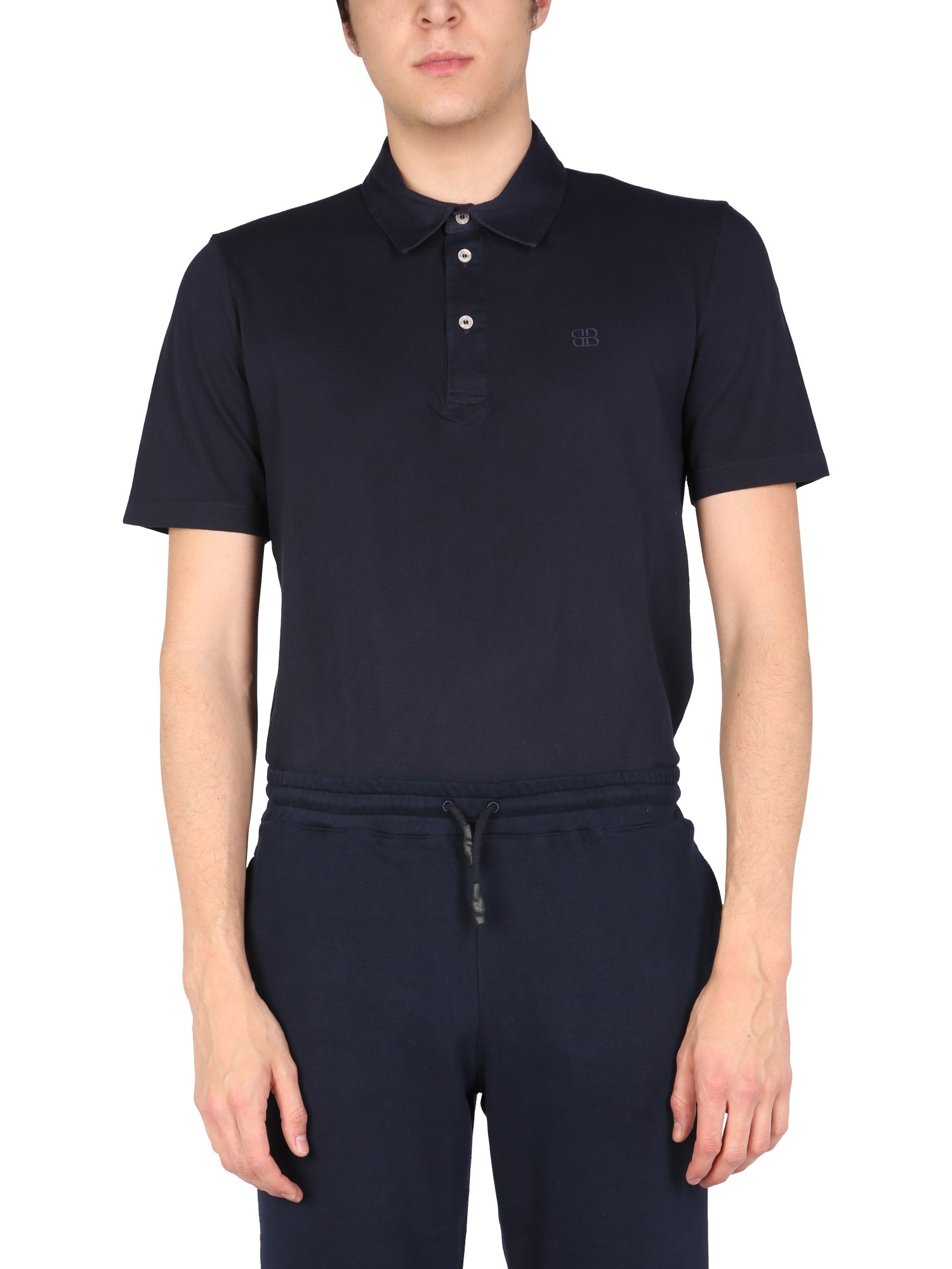 Shop Ballantyne Polo Shirt With Logo Embroidery In Blue
