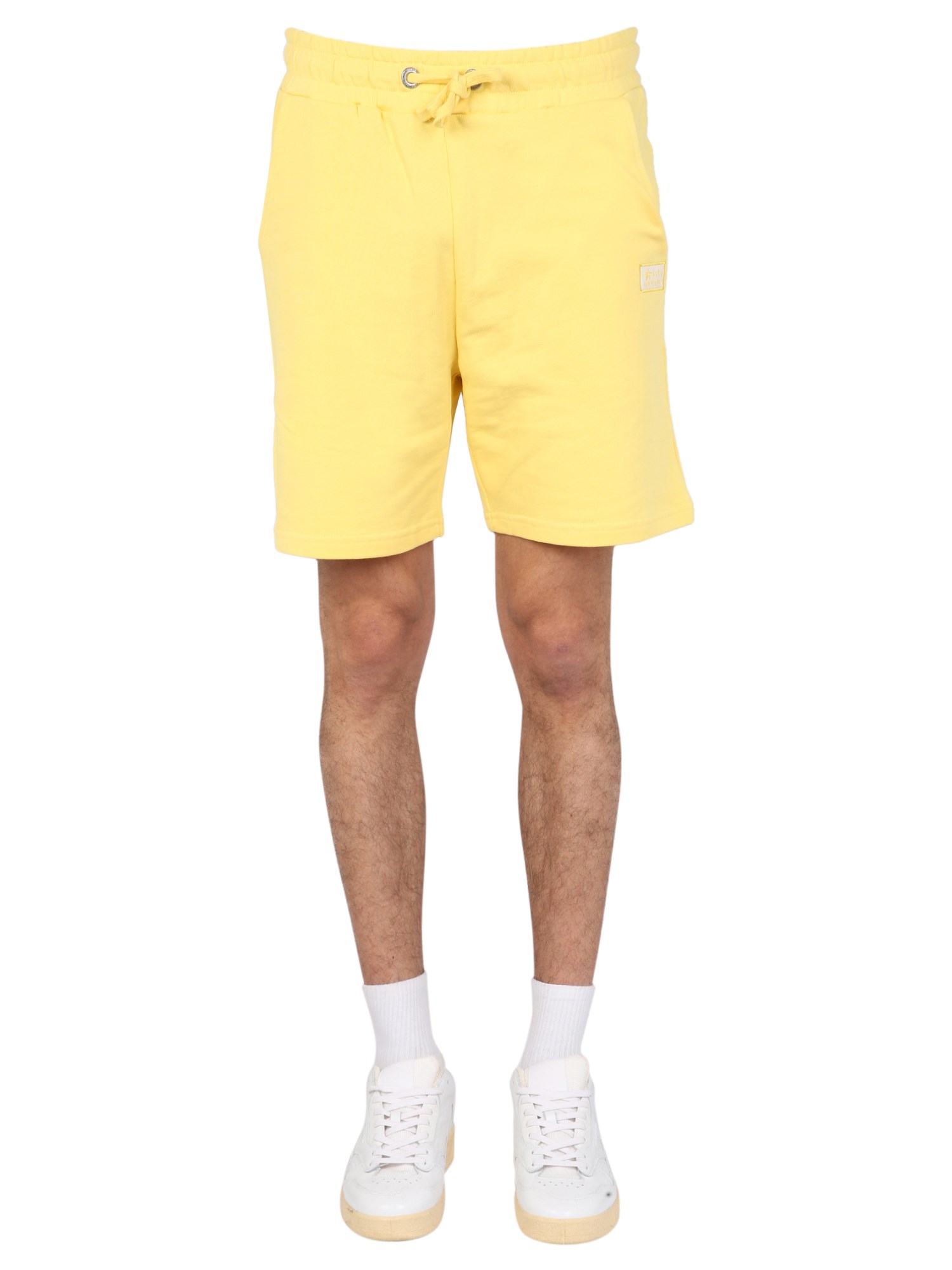 Shop Alpha Industries Logo Embroidery Bermuda In Yellow