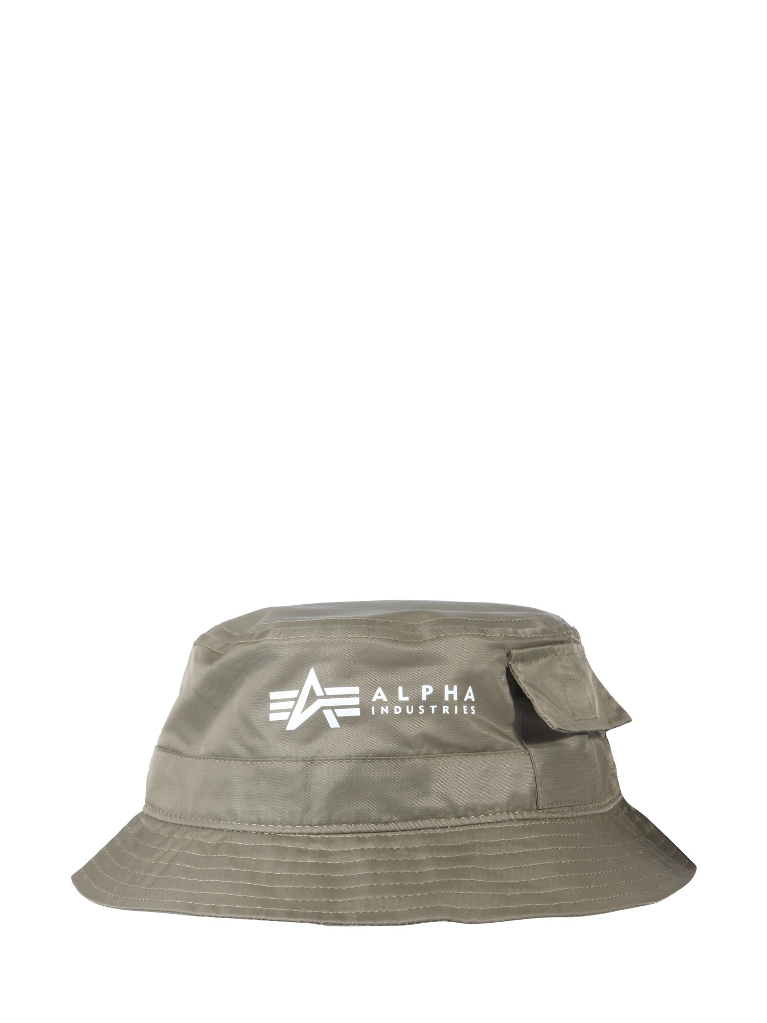 alpha industries logo print bucket hat