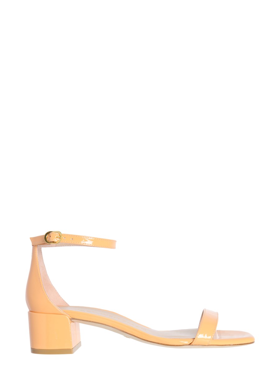 STUART WEITZMAN SANDALO NUDISTCURVE 35 BLOCK IN PELLE VERNICIATA